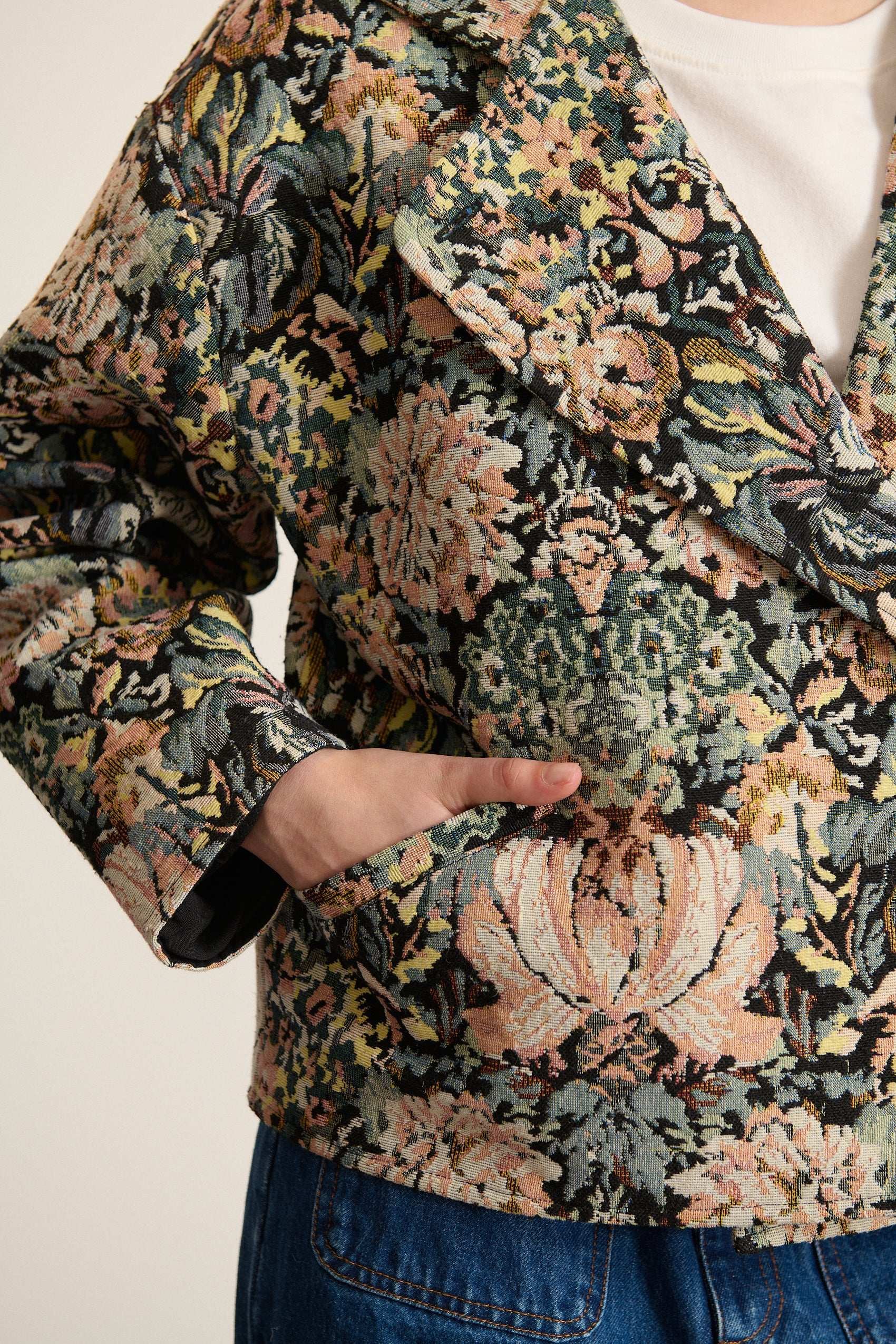 Cropped jacquard jacket GARANCE PARIS Green