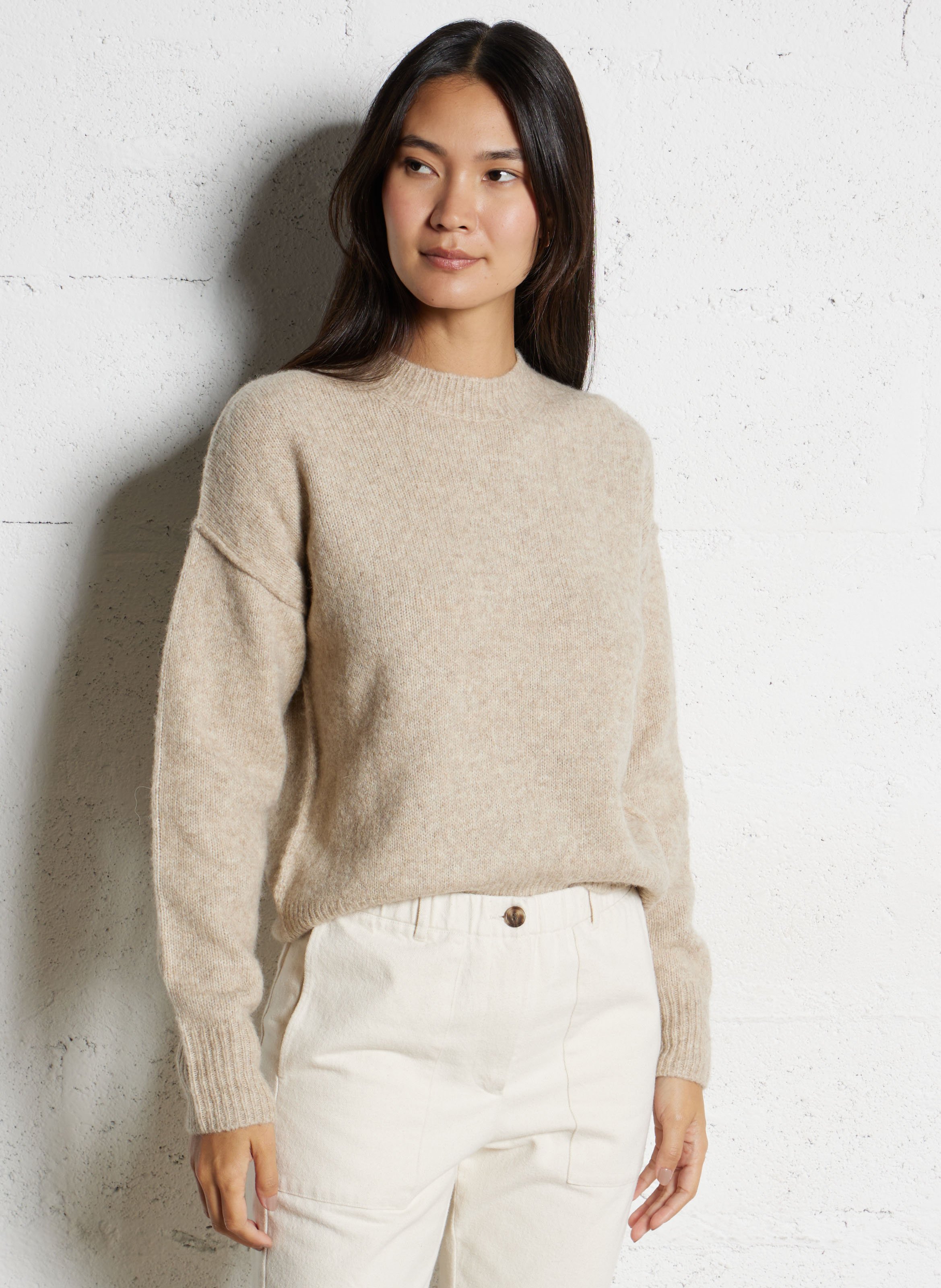 Pull ample col rond en laine mélangée HARTFORD Multicolore