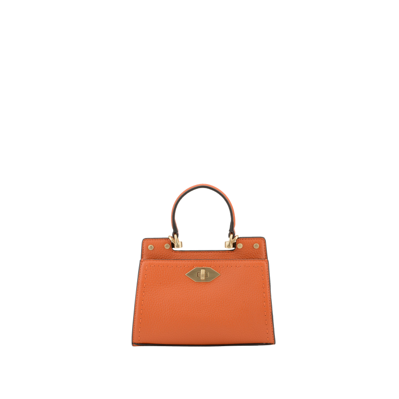 Handbag - cowhide leather POURCHET Orange