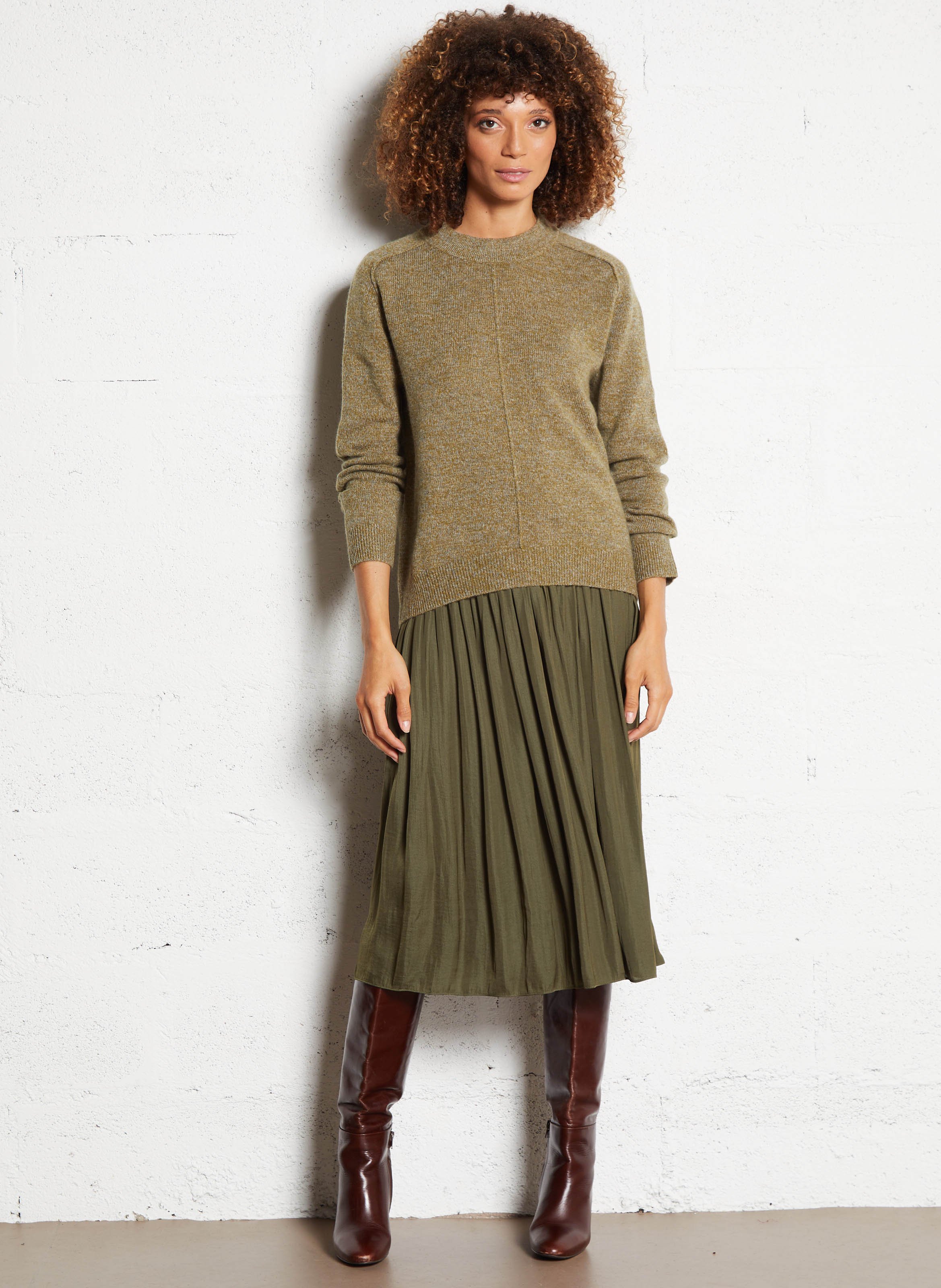 Pull col rond en laine MAISON 123 Vert