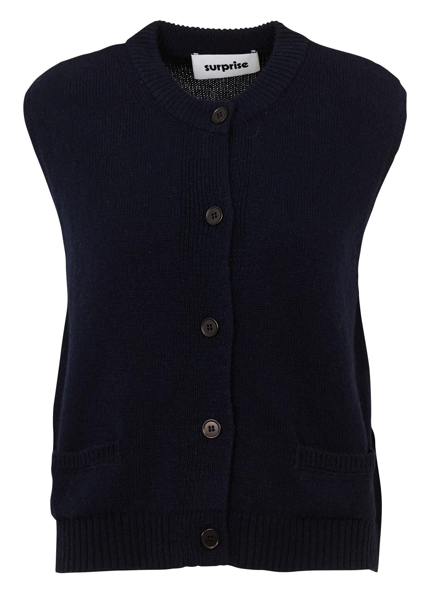Cardigan sans manches en laine et cachemire SURPRISE Bleu