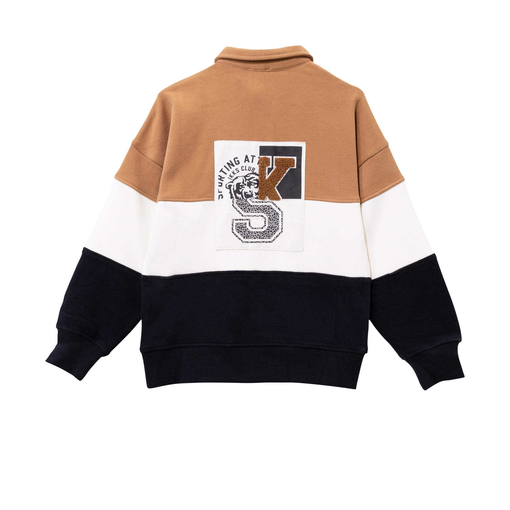 Tricolor fleece knit sweatshirt IKKS JUNIOR Brown