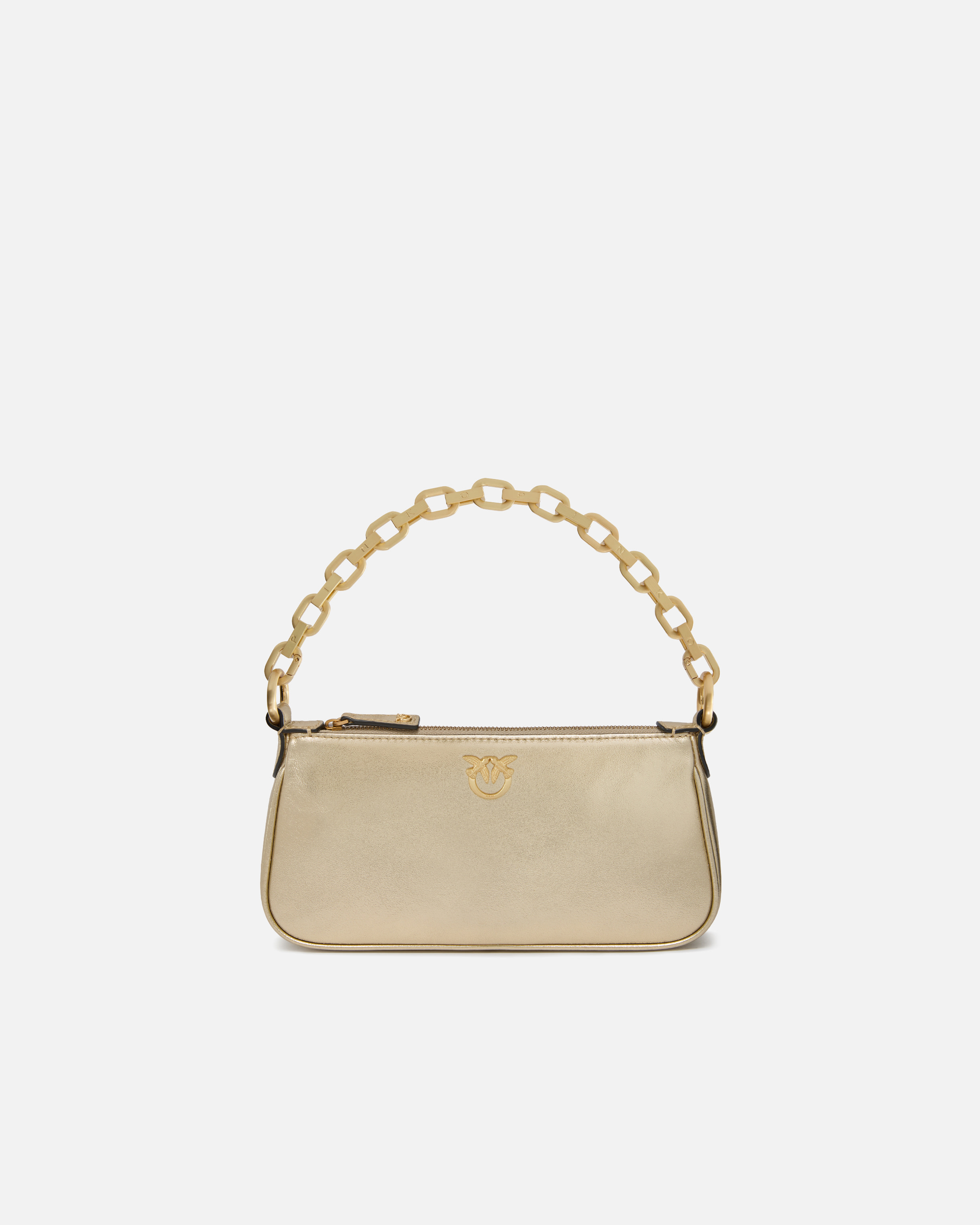 Small handbag mini half moon baguette in lame suede PINKO
