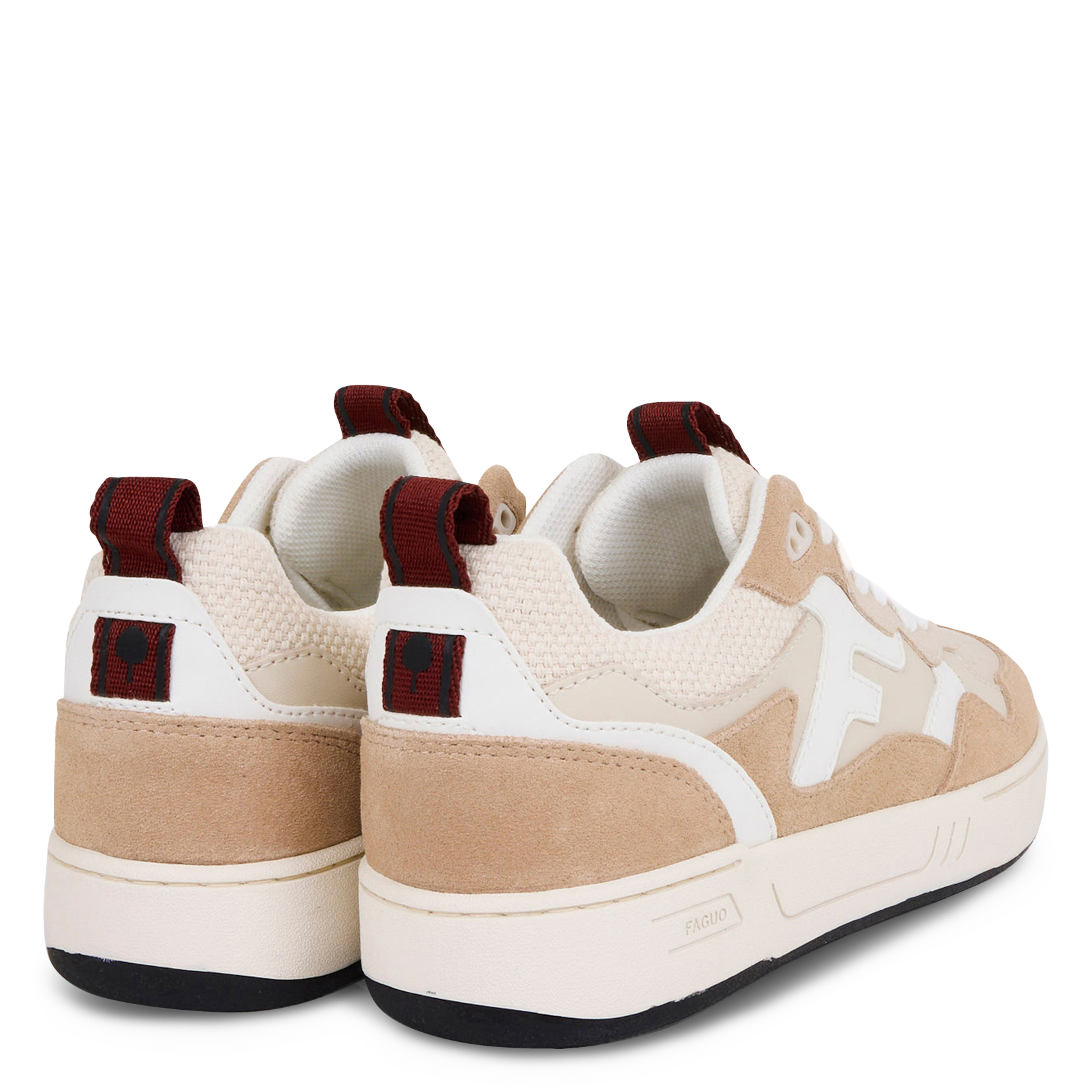 Niedrige Sneaker aus Leder-Mix FAGUO Beige