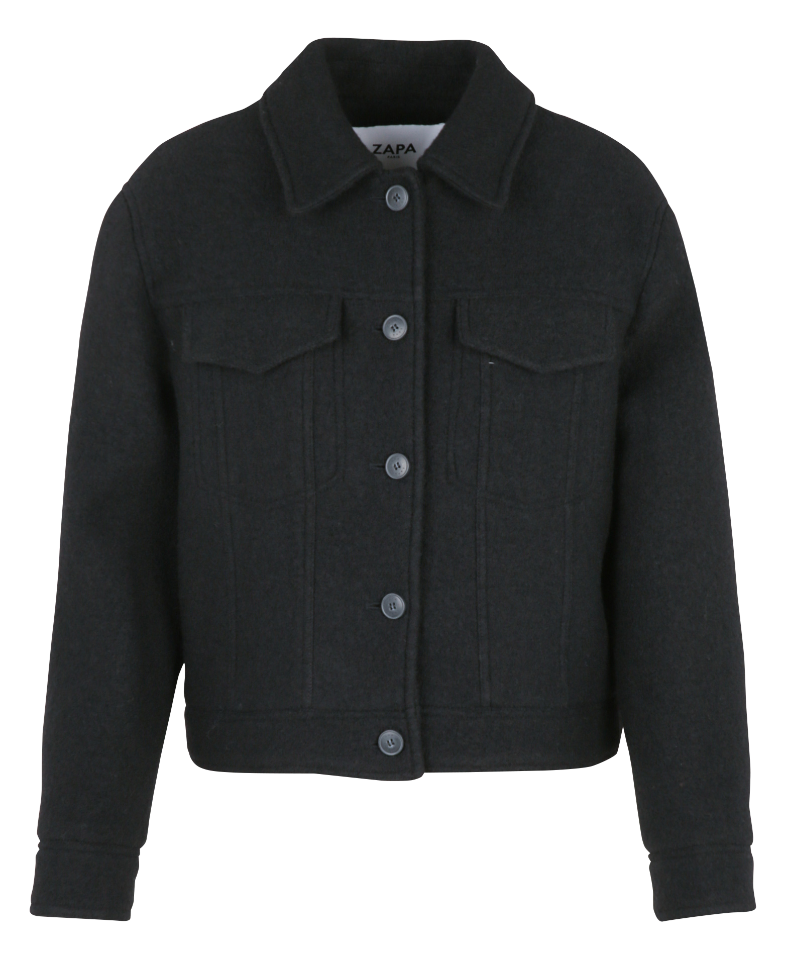 Wollen jas met klassieke kraag ZAPA Zwart