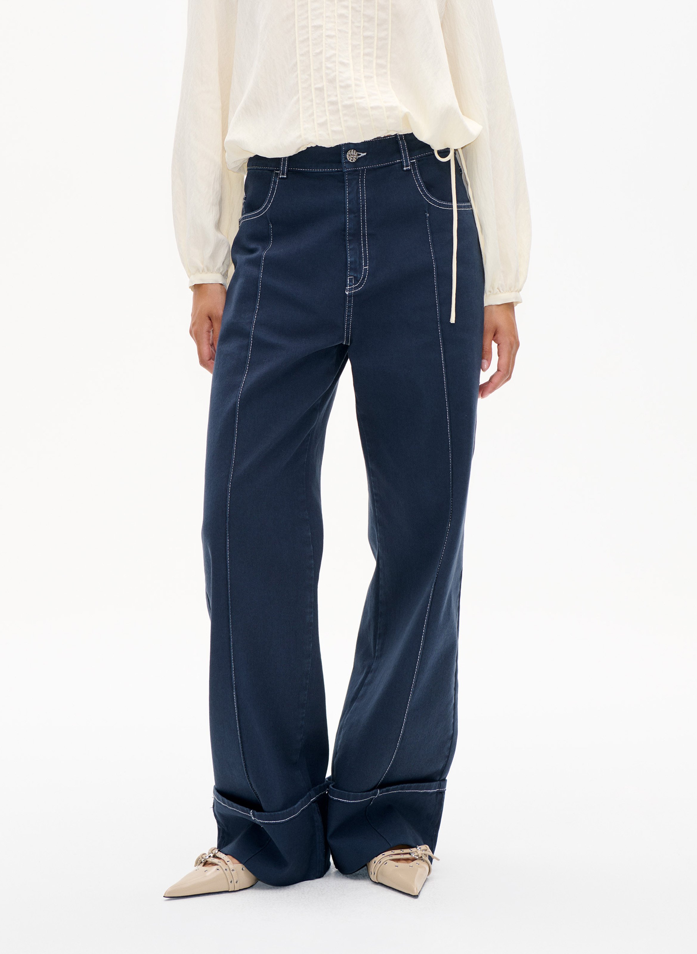 Wide leg organic cotton blend jeans BAUM UND PFERDGARTEN Blue