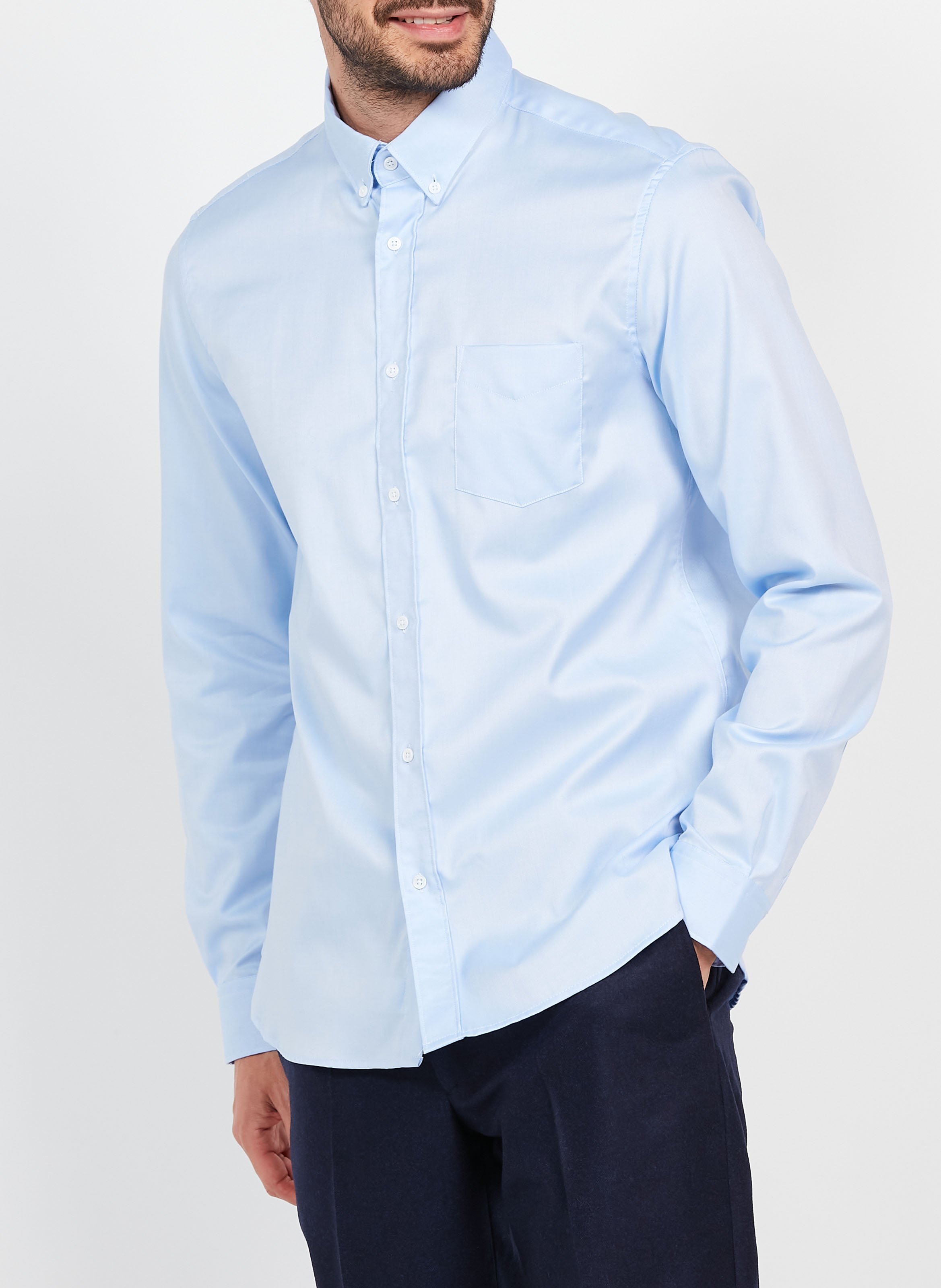 Recht, effen overhemd van Oxford-katoen ATELIER PRIVE Blauw