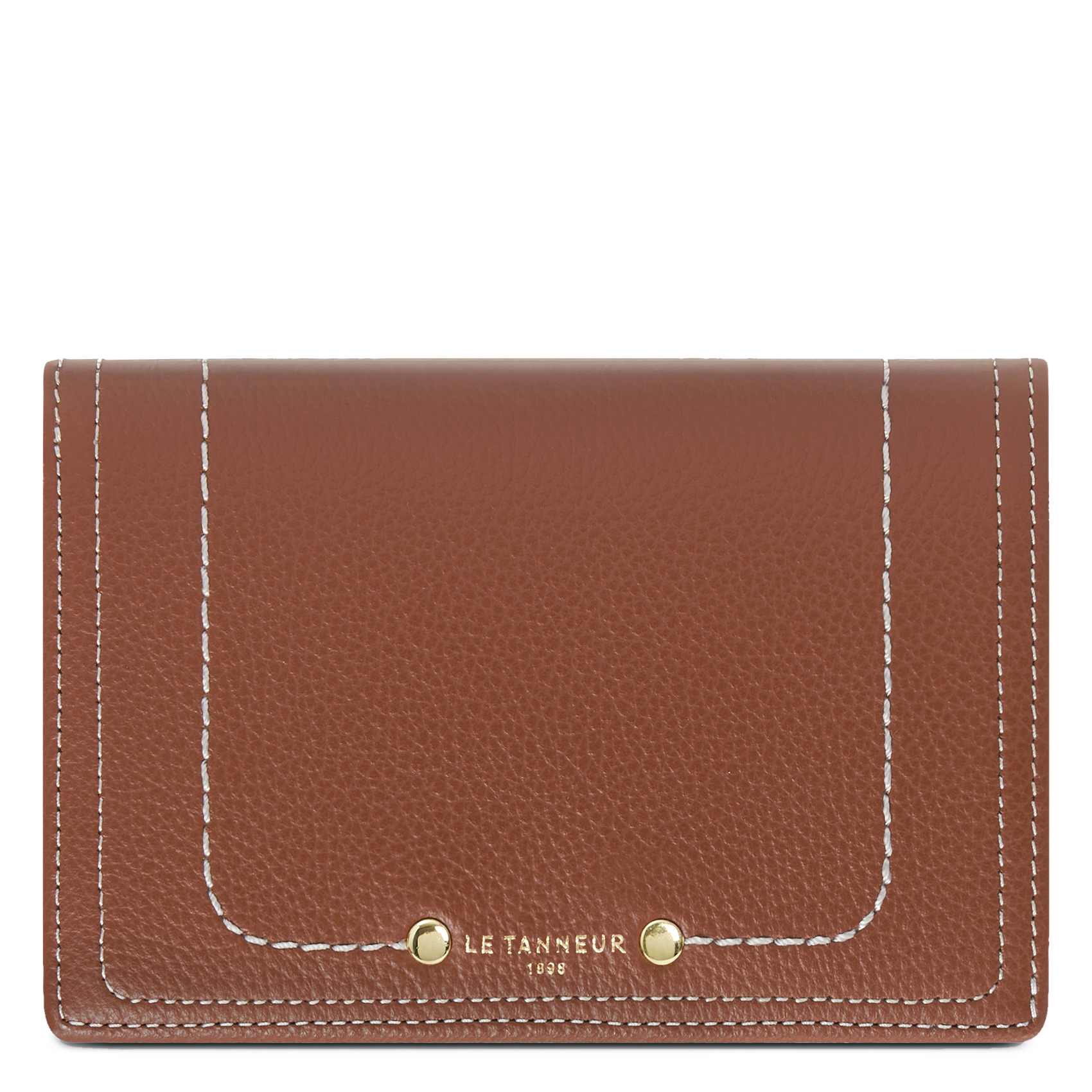 Portefeuille moyen uni en cuir grainé LE TANNEUR
