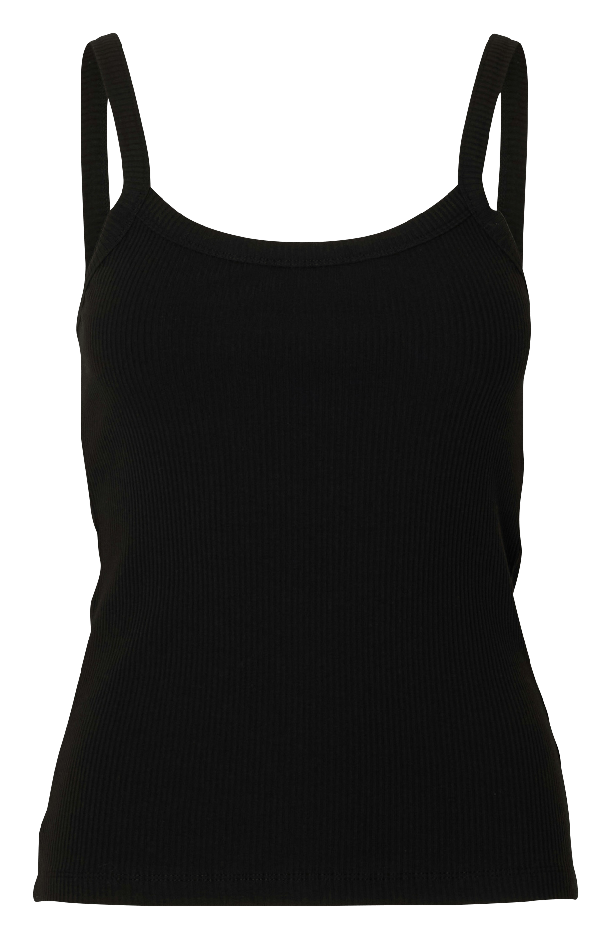 Round neck organic cotton blend straight tank top SELECTED Black