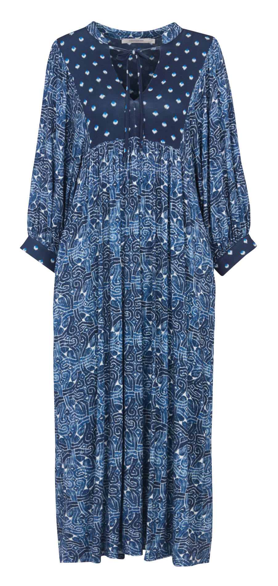 Robe longue col rond imprimée LA FEE MARABOUTEE Bleu