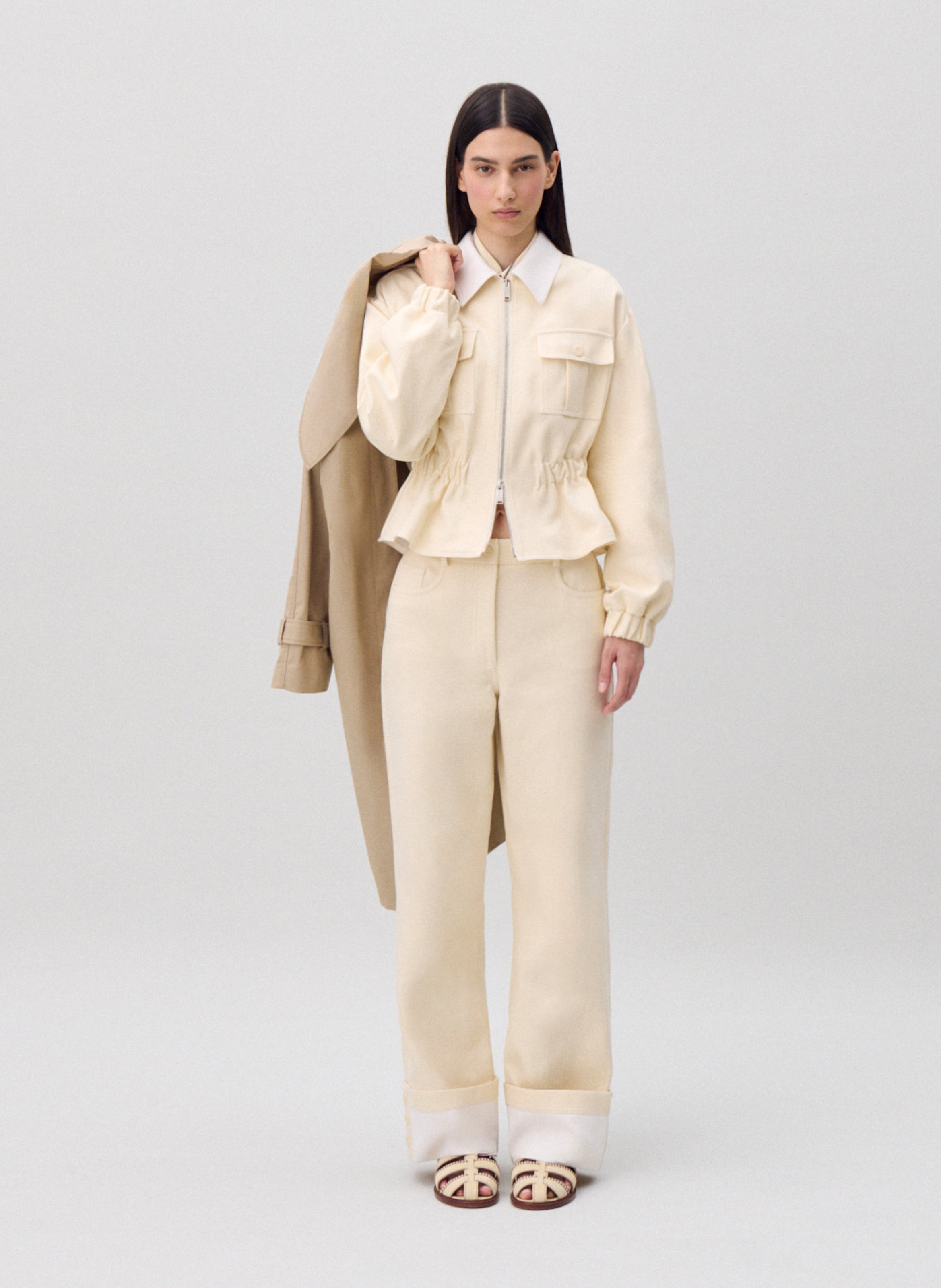 Fitted cotton jacket CLAUDIE PIERLOT Beige