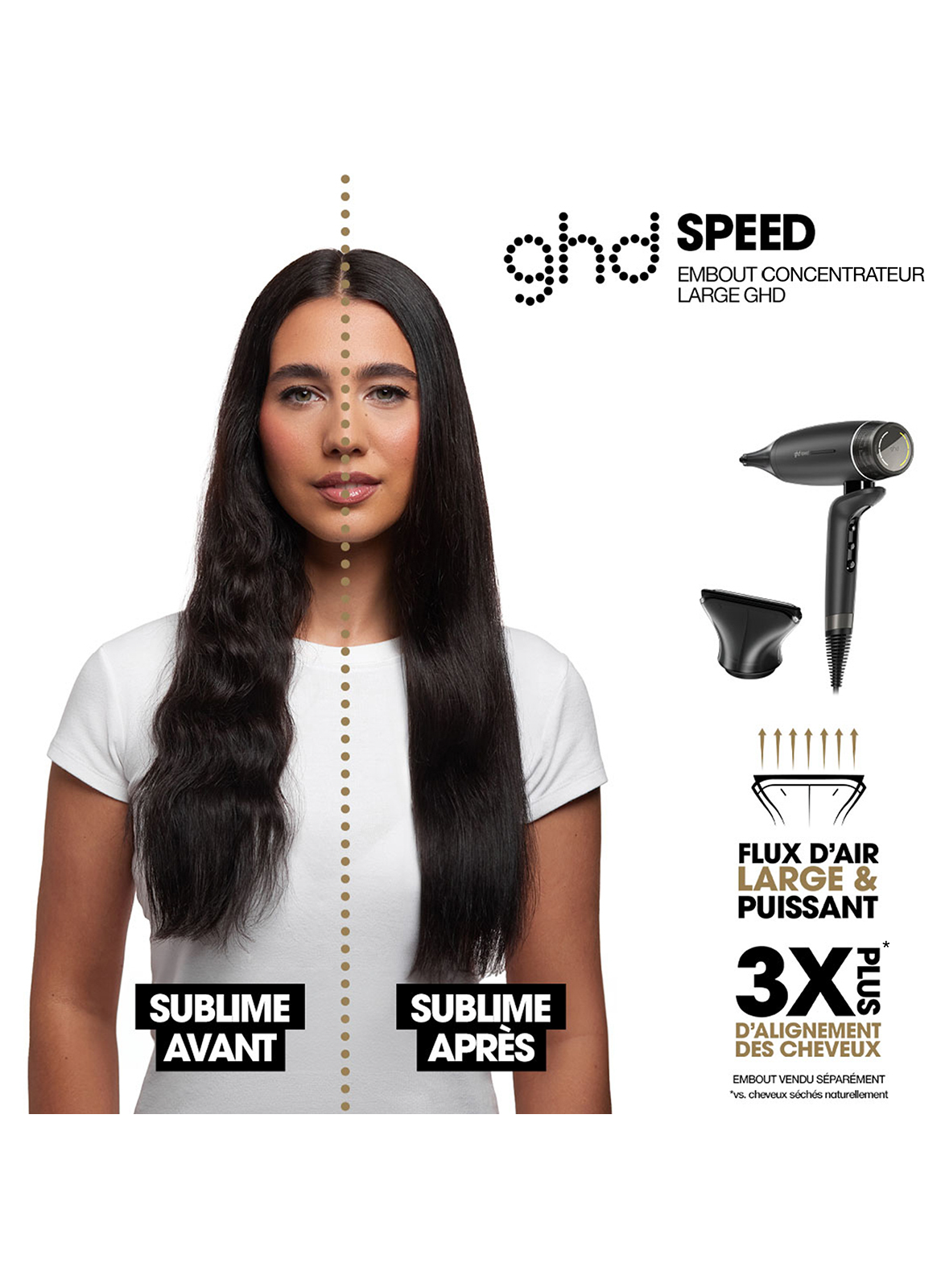 LARGE NOZZLE CONCENTRATOR FOR GHD SPEED HAIR DRYER GHD Noir