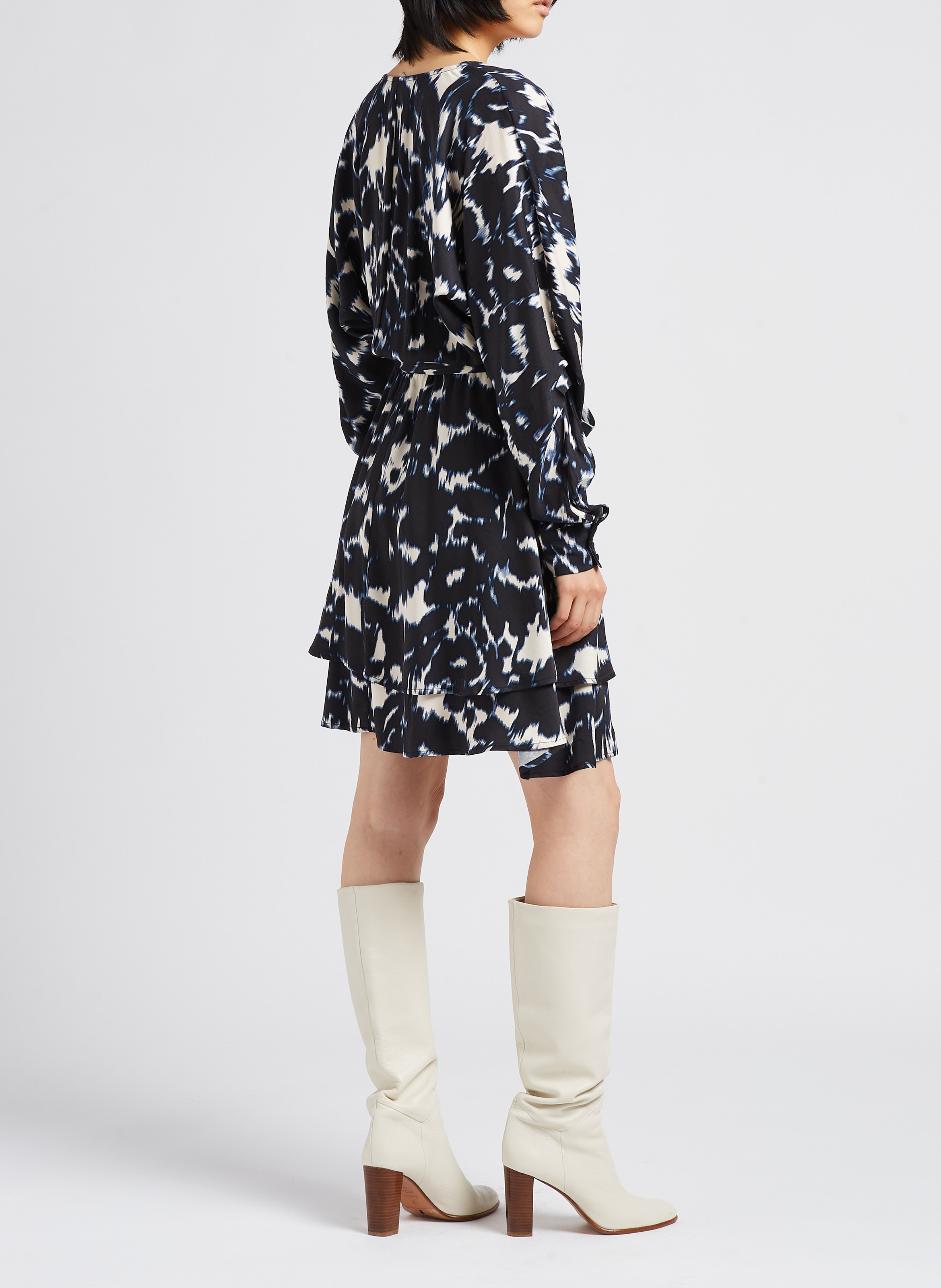 Printed V-neck slim-fit short dress VILA Blue