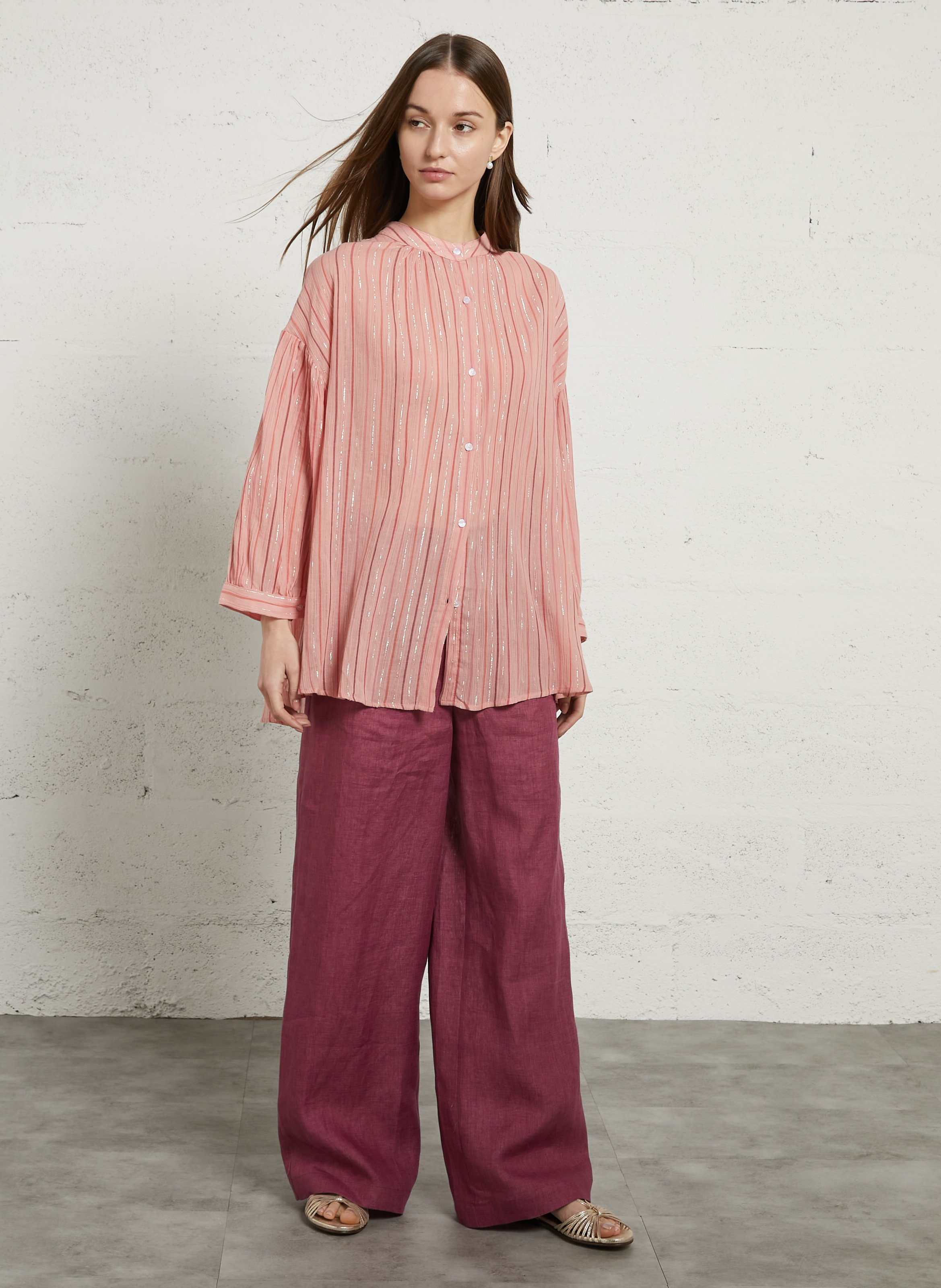 Tunique oversize manches 3/4 rayée SEE U SOON Rose