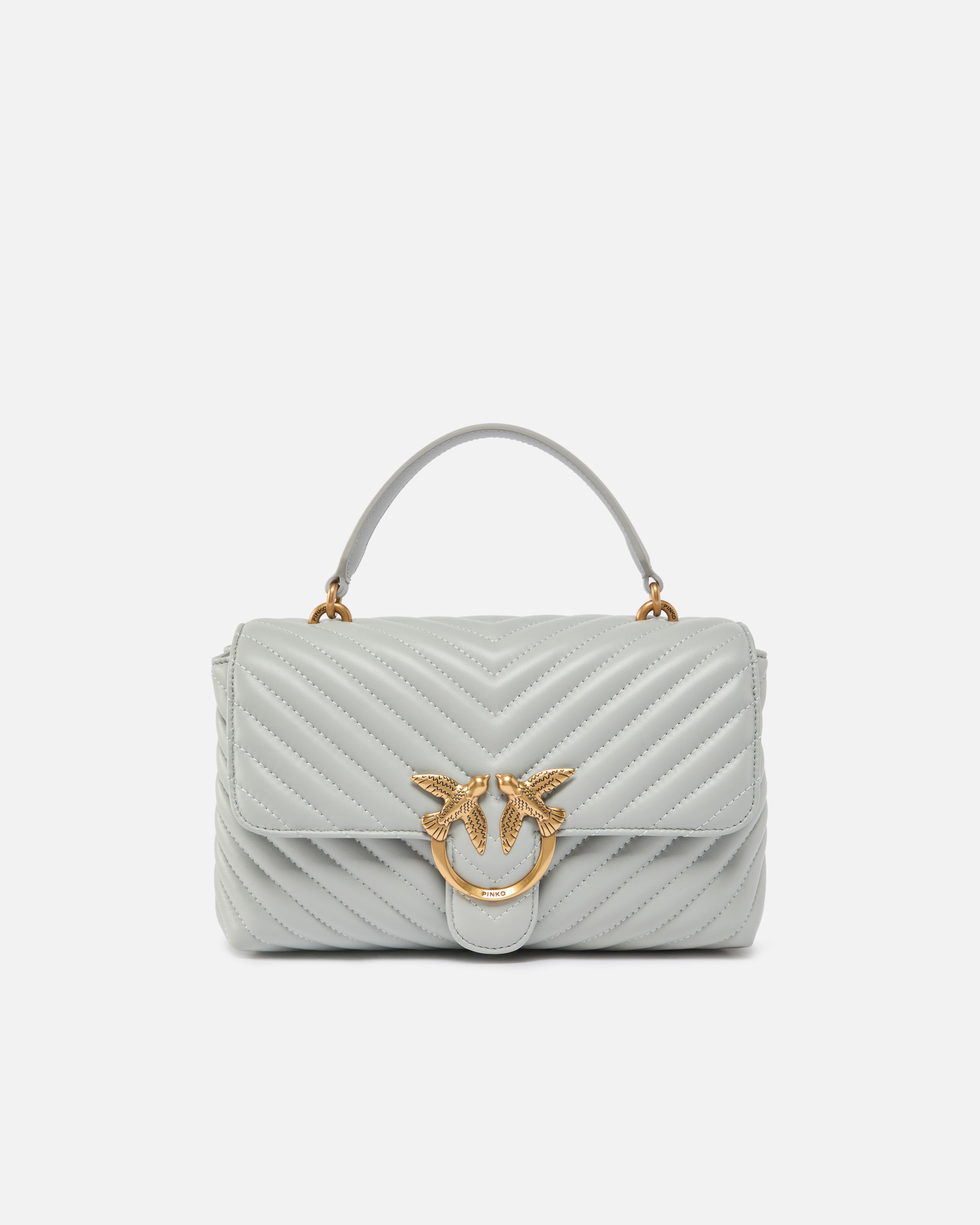 Medium Love Bag Puff Chevron in Nappa Leather PINKO Grey