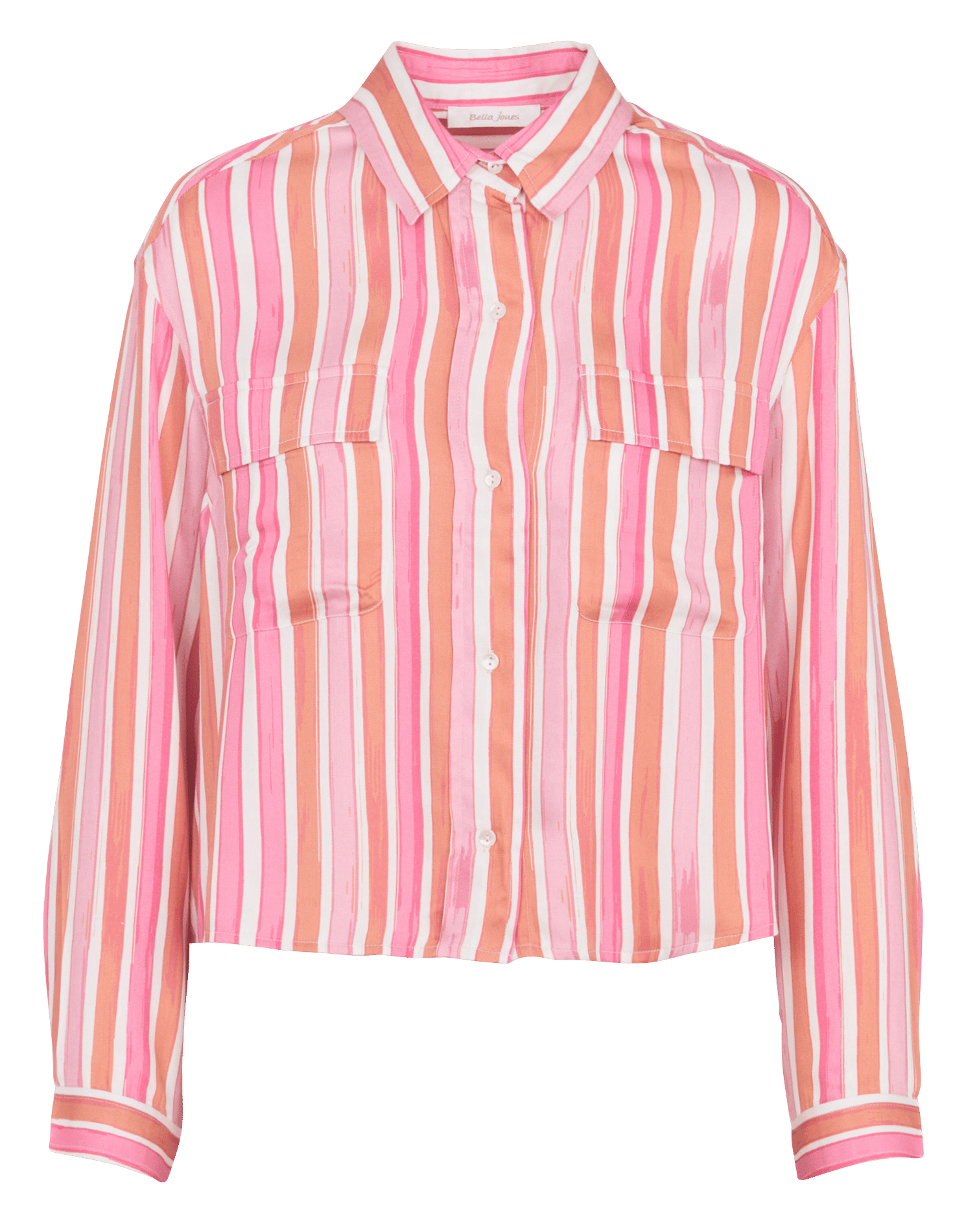 Oversized short shirt with classic striped collar BELLA JONES Pink