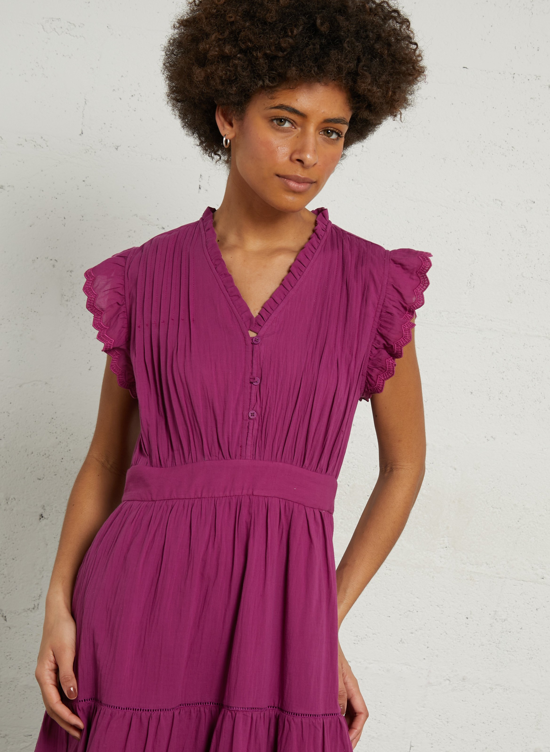 Robe longue col V en coton  SEE U SOON Violet