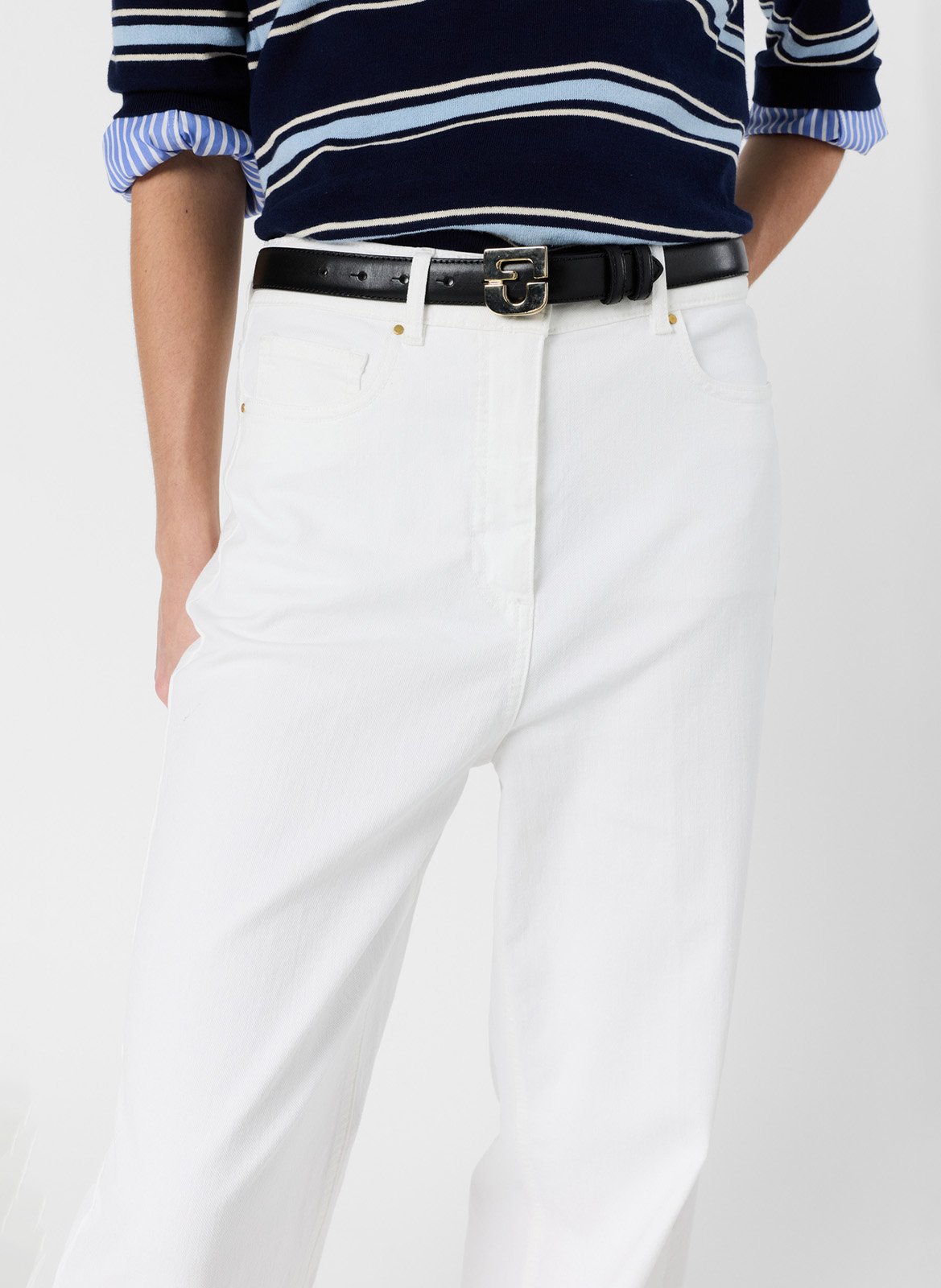 Jean taille haute large uni Blanc