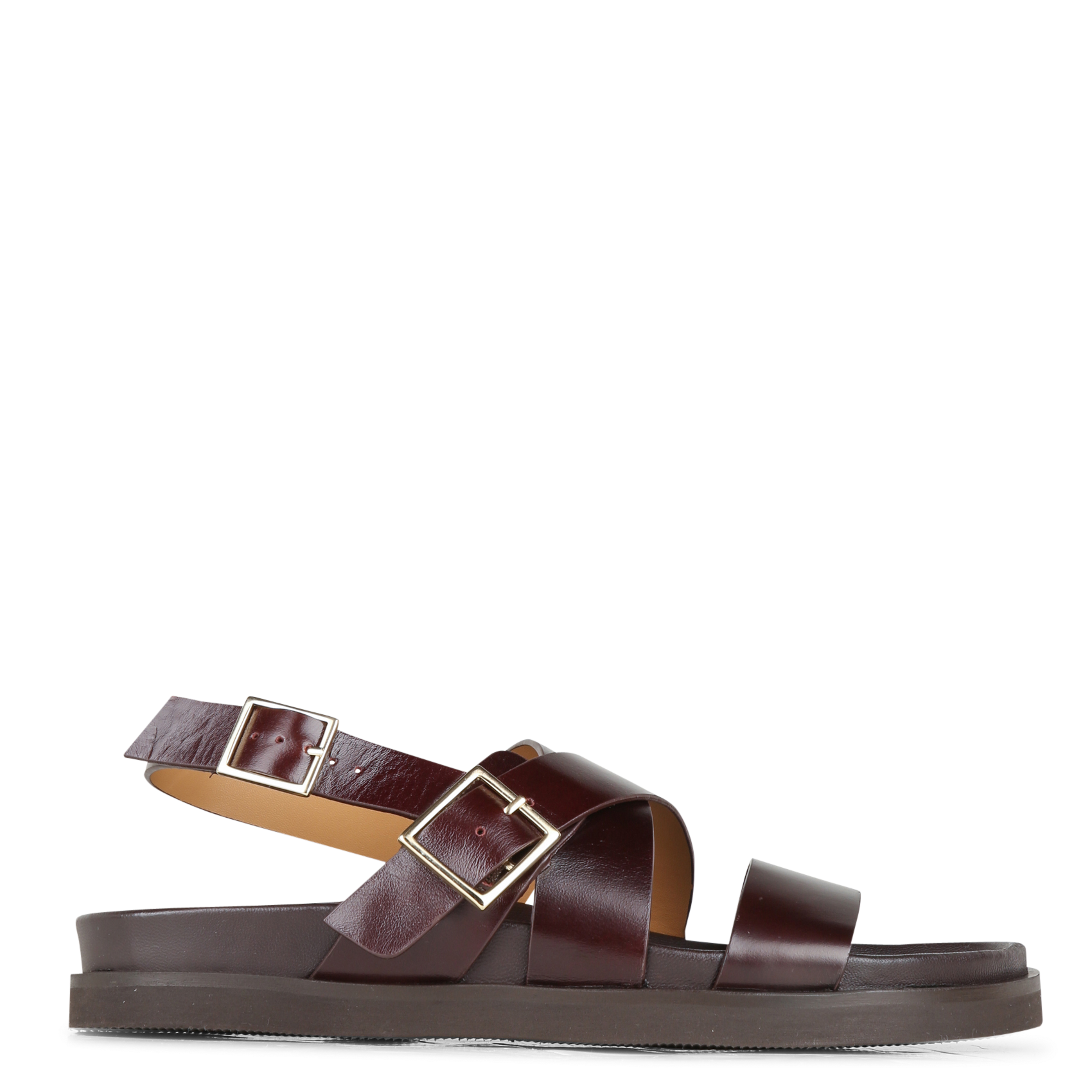 Avarca Berlin - Flache Ledersandalen mit Samt BOBBIES Braun