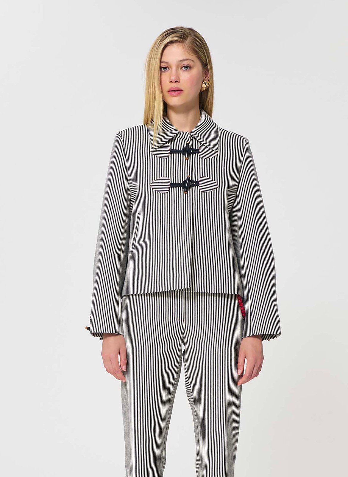 Manteau court à rayures TARA JARMON Beige