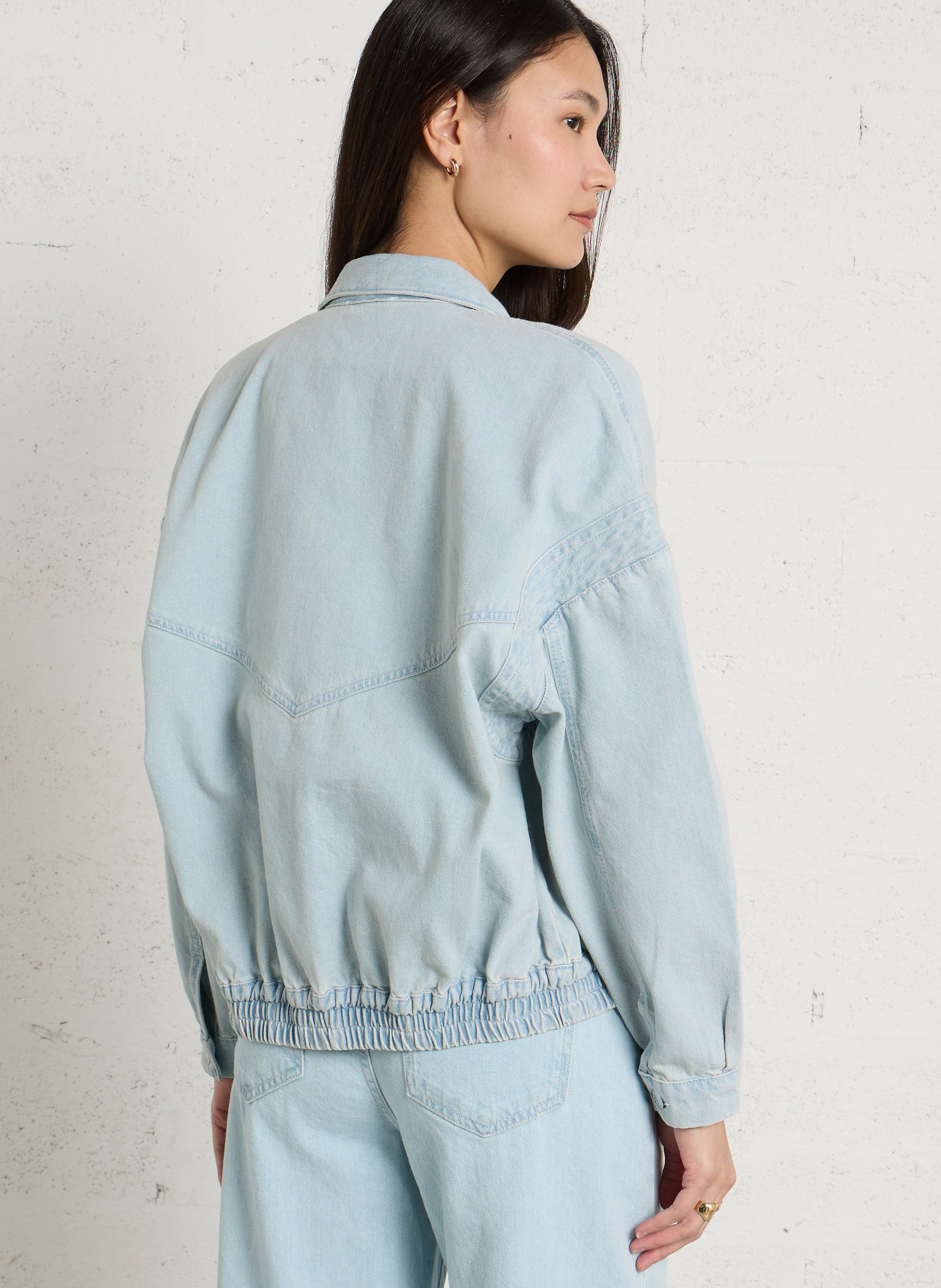 Oversize-Baumwolljacke mit klassischem Kragen DES PETITS HAUTS Blau