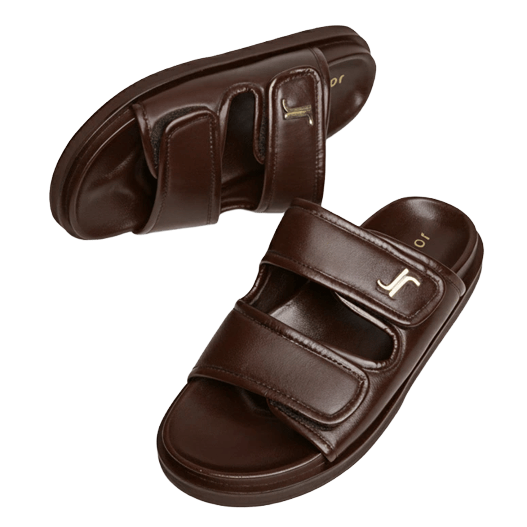 Aouda flat leather sandals JONAK Brown