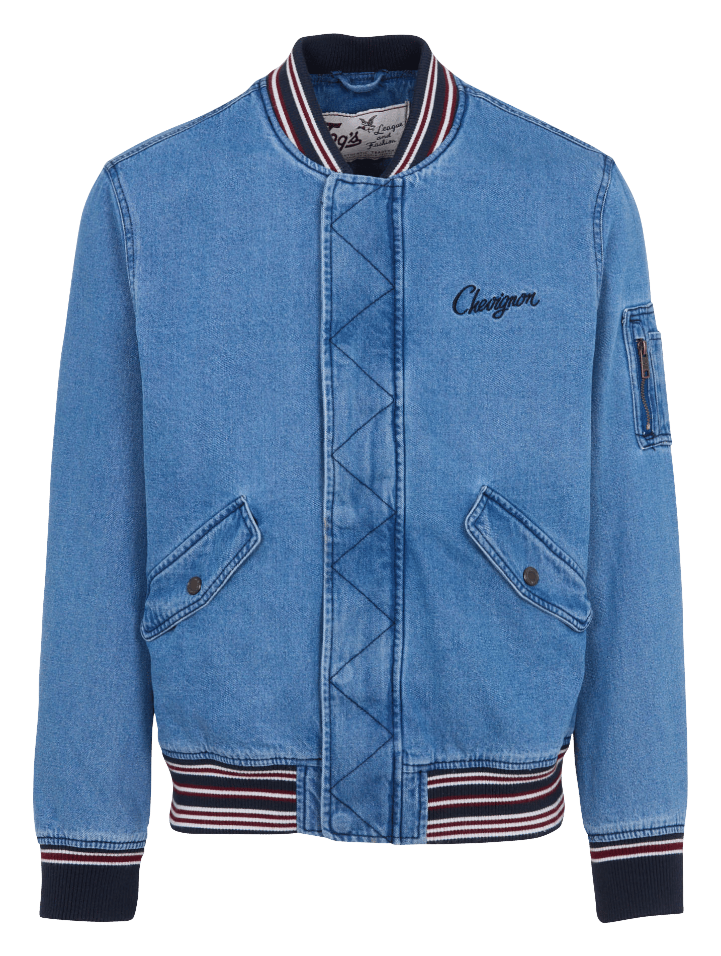 Veste col teddy en denim de coton CHEVIGNON Bleu