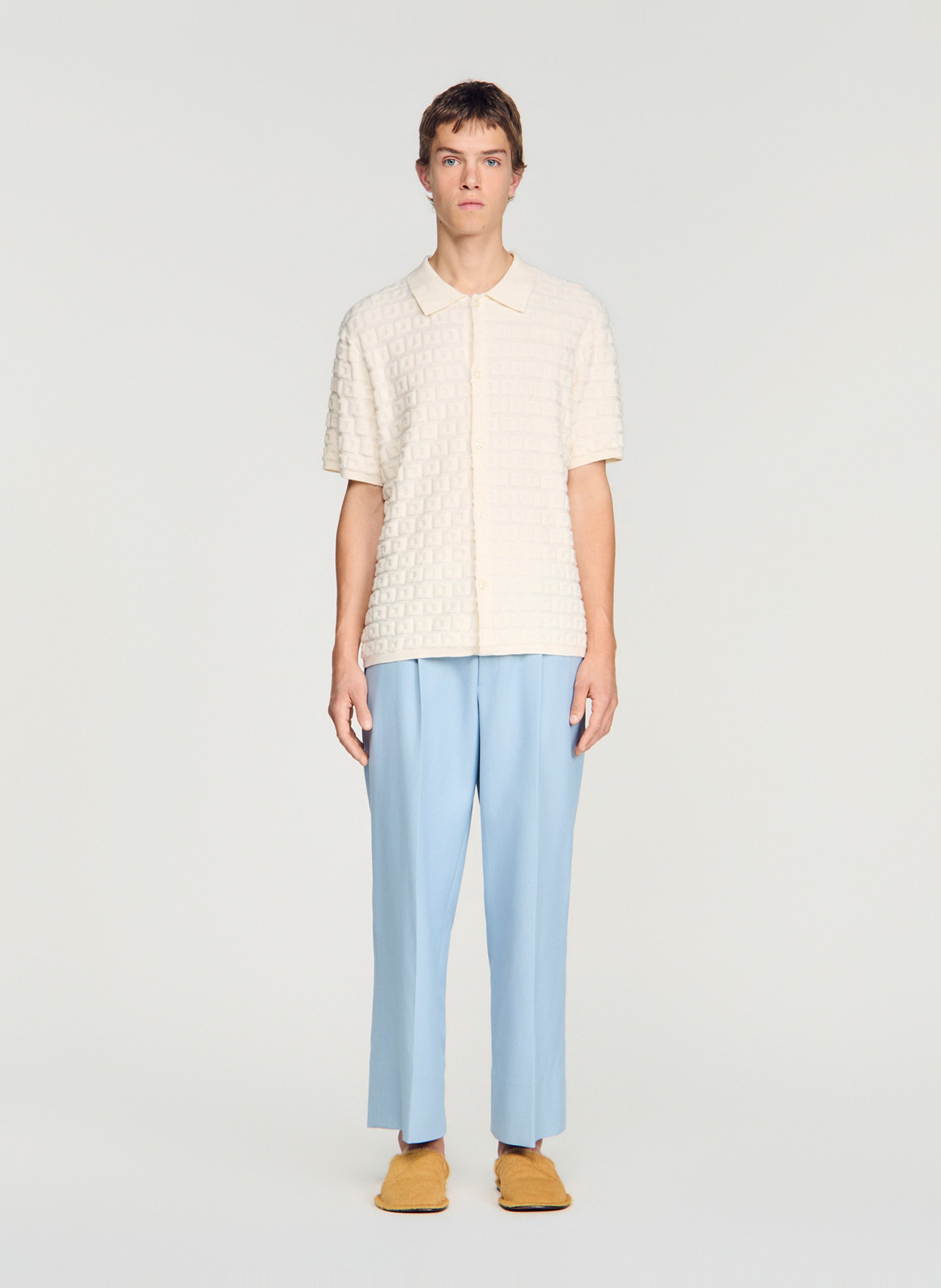 Recht vest met klassieke kraag SANDRO Beige