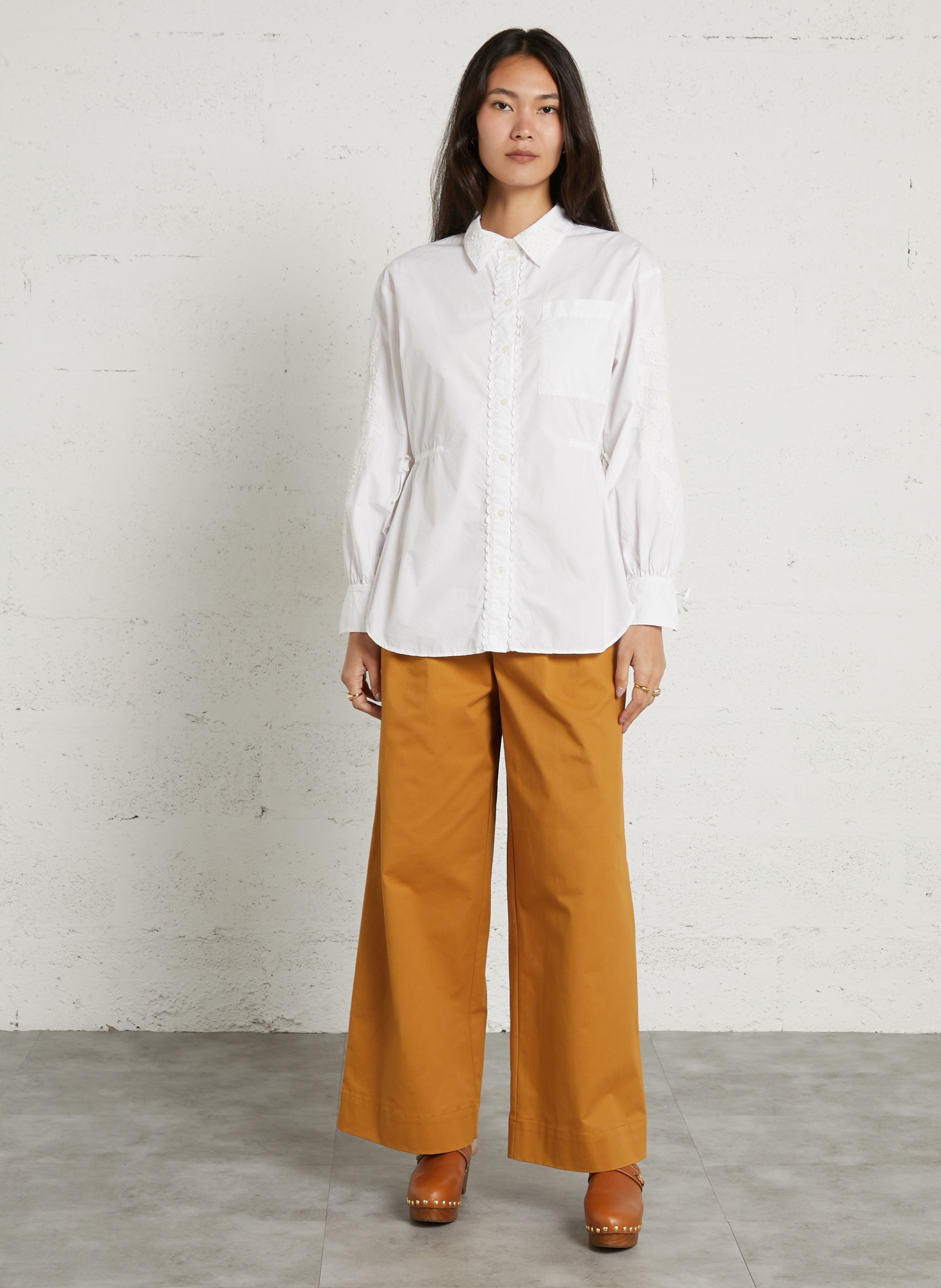 Organic cotton shirt with classic collar LOUISE MISHA Beige