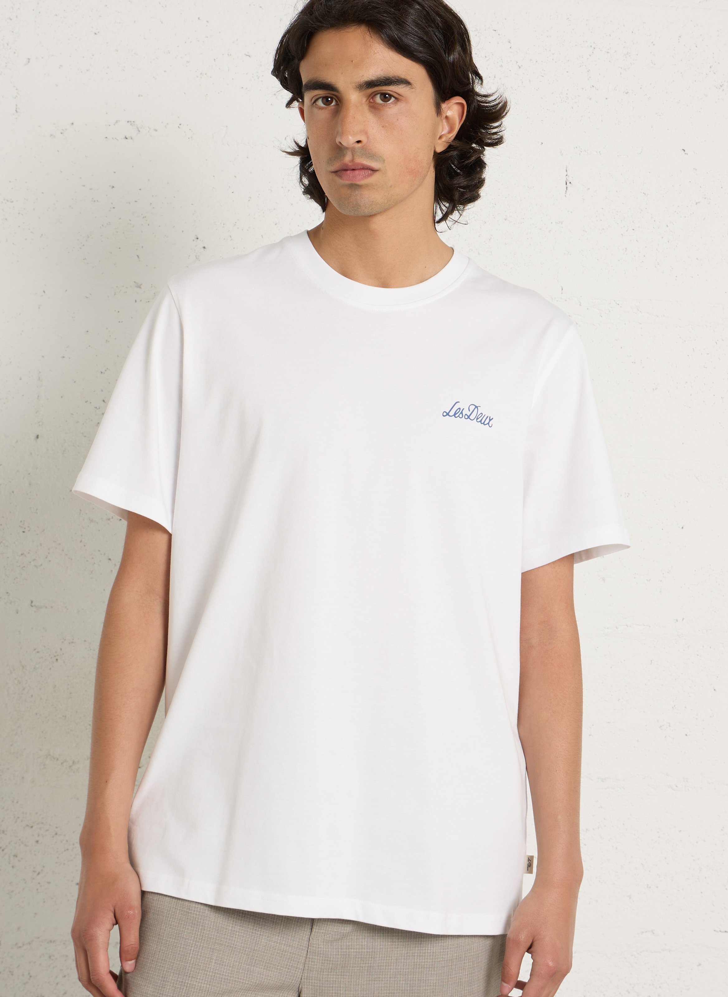 Gerader Bio-Baumwoll-T-Shirt LES DEUX Weiss