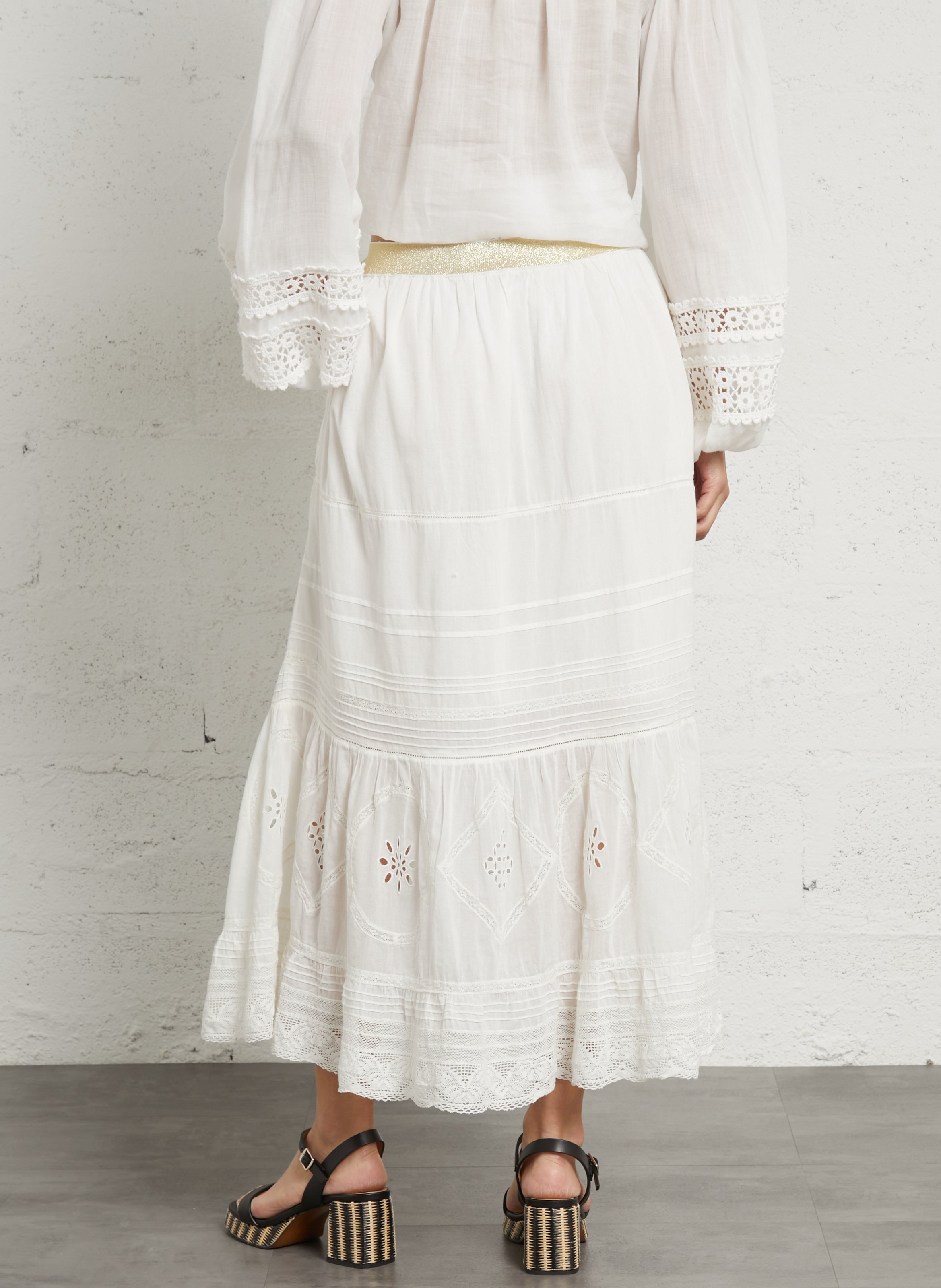 Long A-line organic cotton skirt LEON & HARPER White