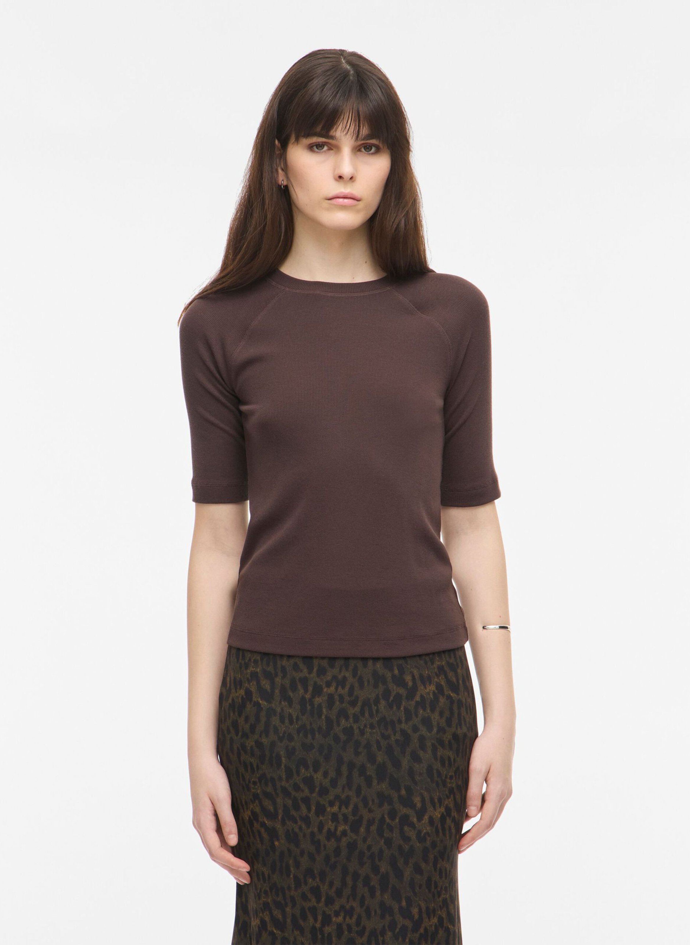 Top droit col rond ROUGE EDIT Marron