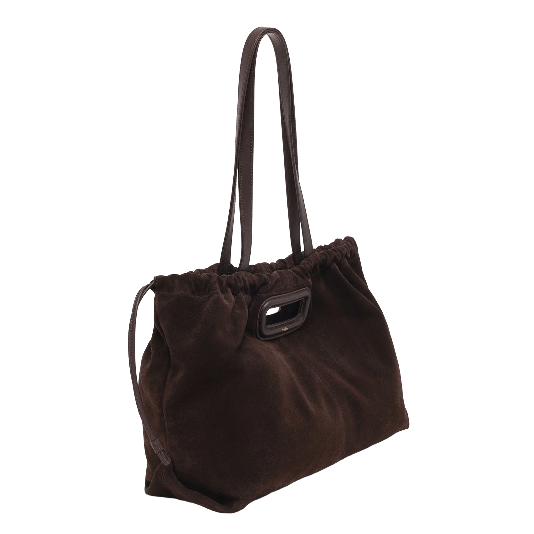 Sac porté épaule en cuir MAJE Marron