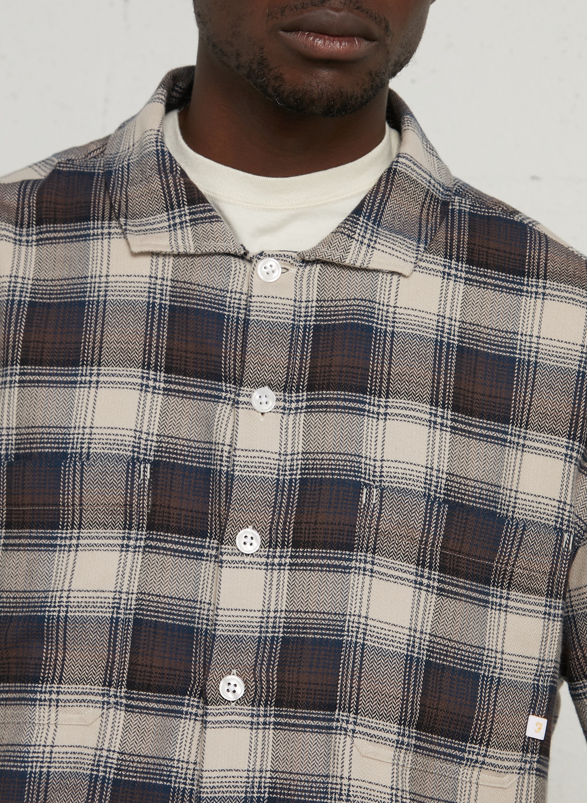 Chemise à carreaux en coton biologique FARAH Marron