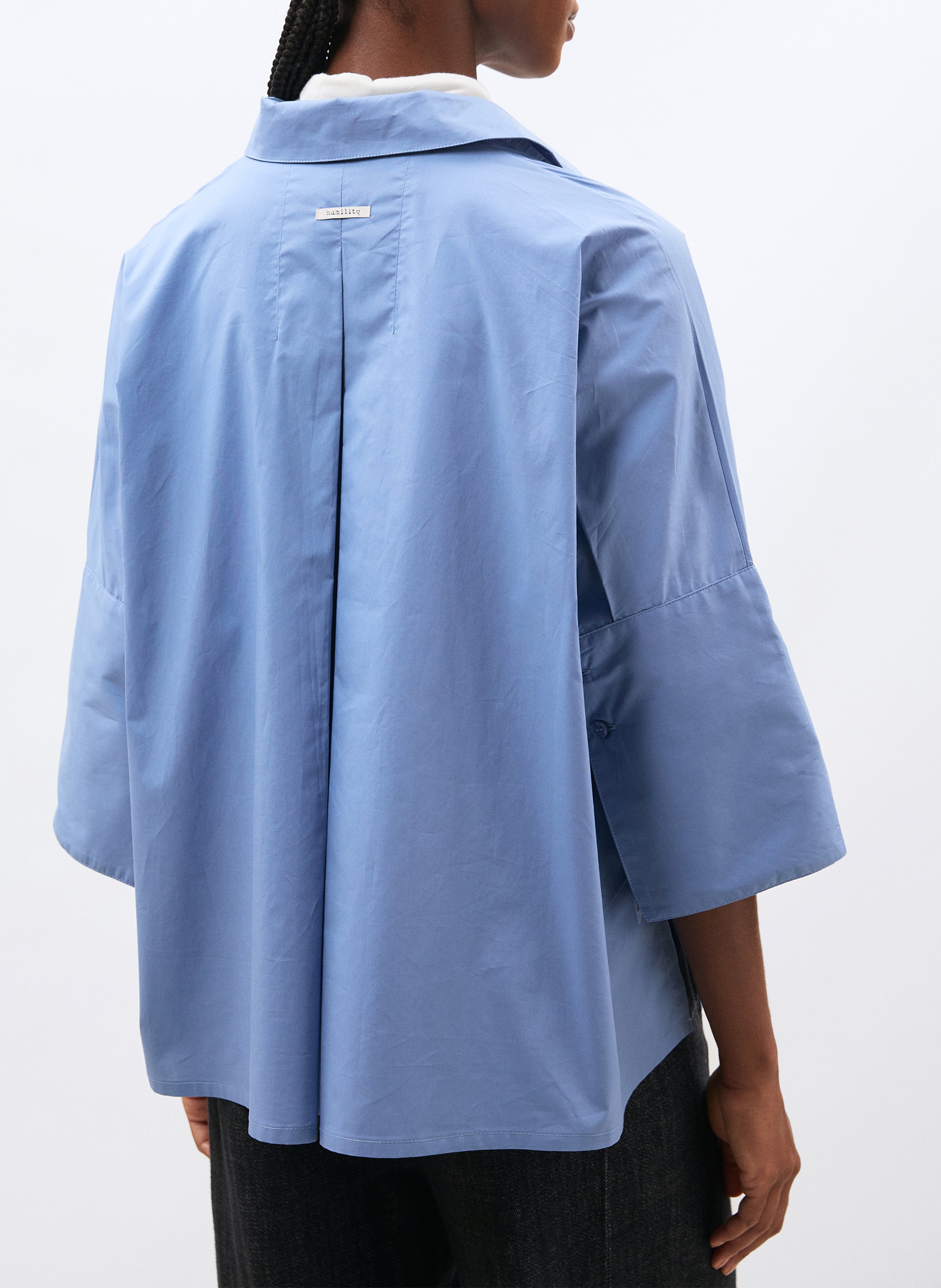 Loose-fitting cotton shirt with pattern HUMILITY Blue