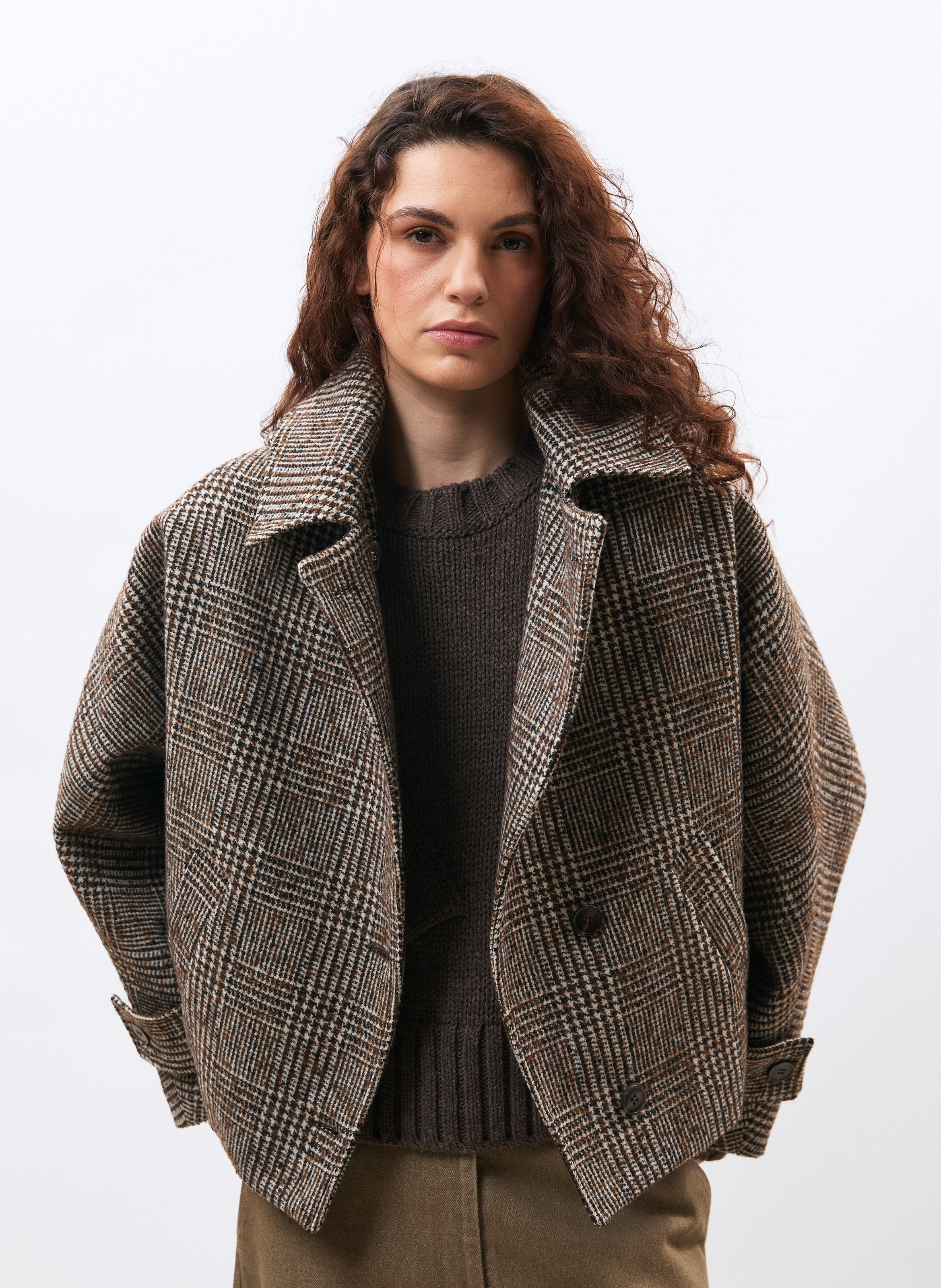 Wool-blend jacket with classic collar HUMILITY Brown