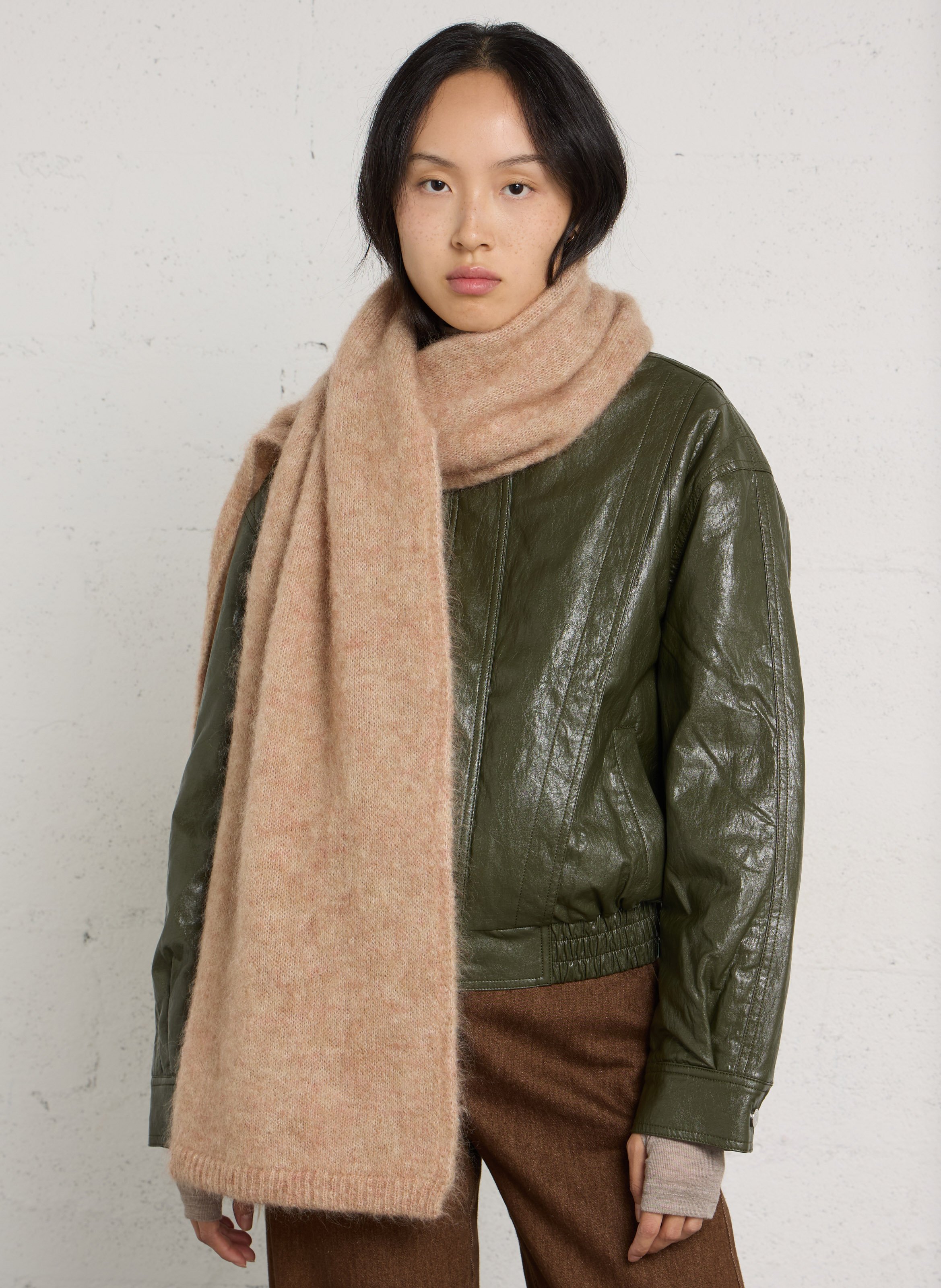 Scarf in blended mohair knit DES PETITS HAUTS Pink