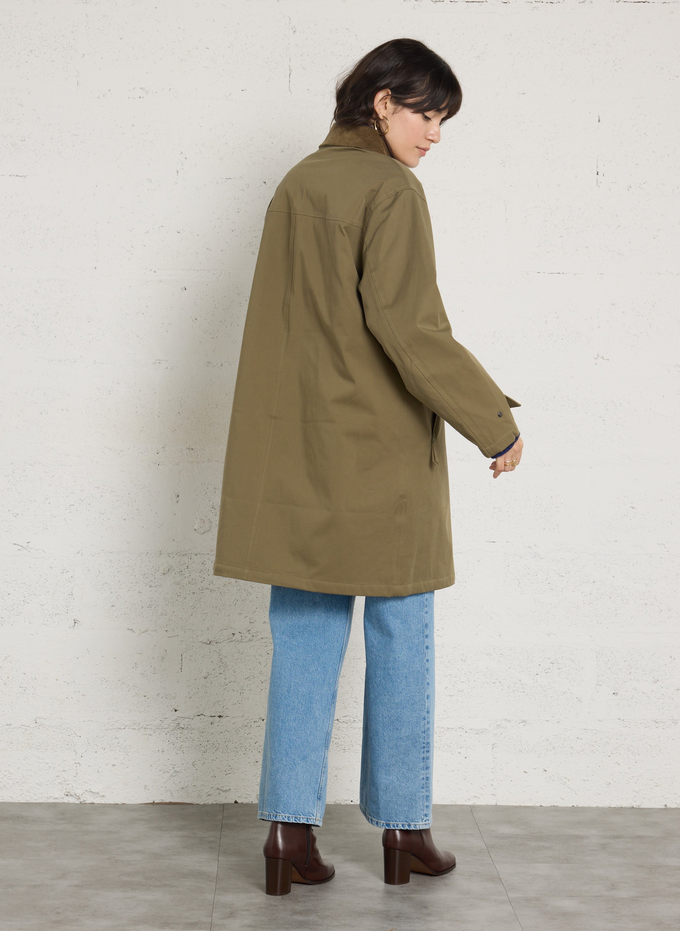Gerader Regenmantel aus Baumwollmischung FLOTTE Khaki