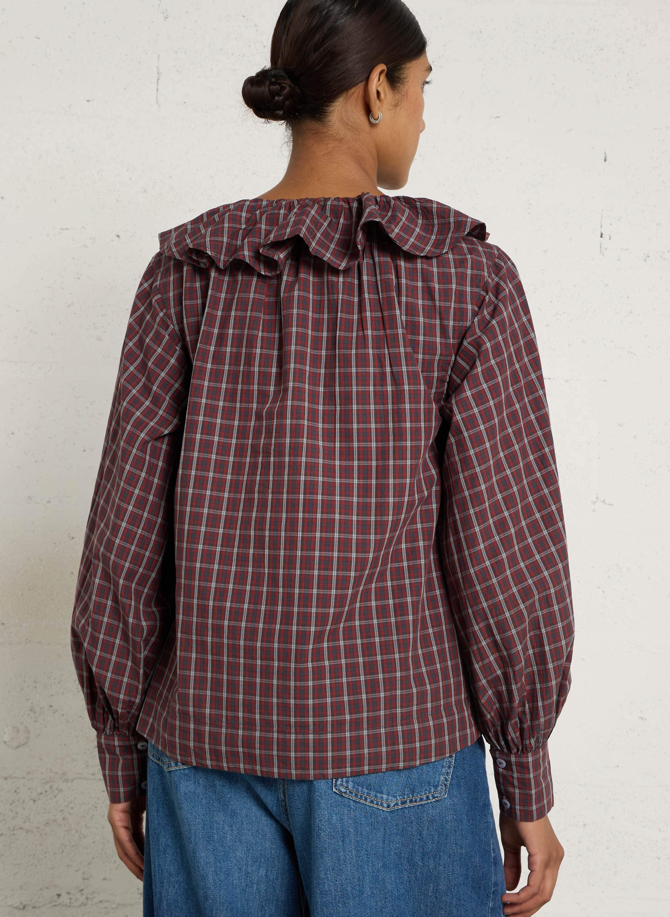 Blouse  col claudine en coton DAMSON MADDER Rouge