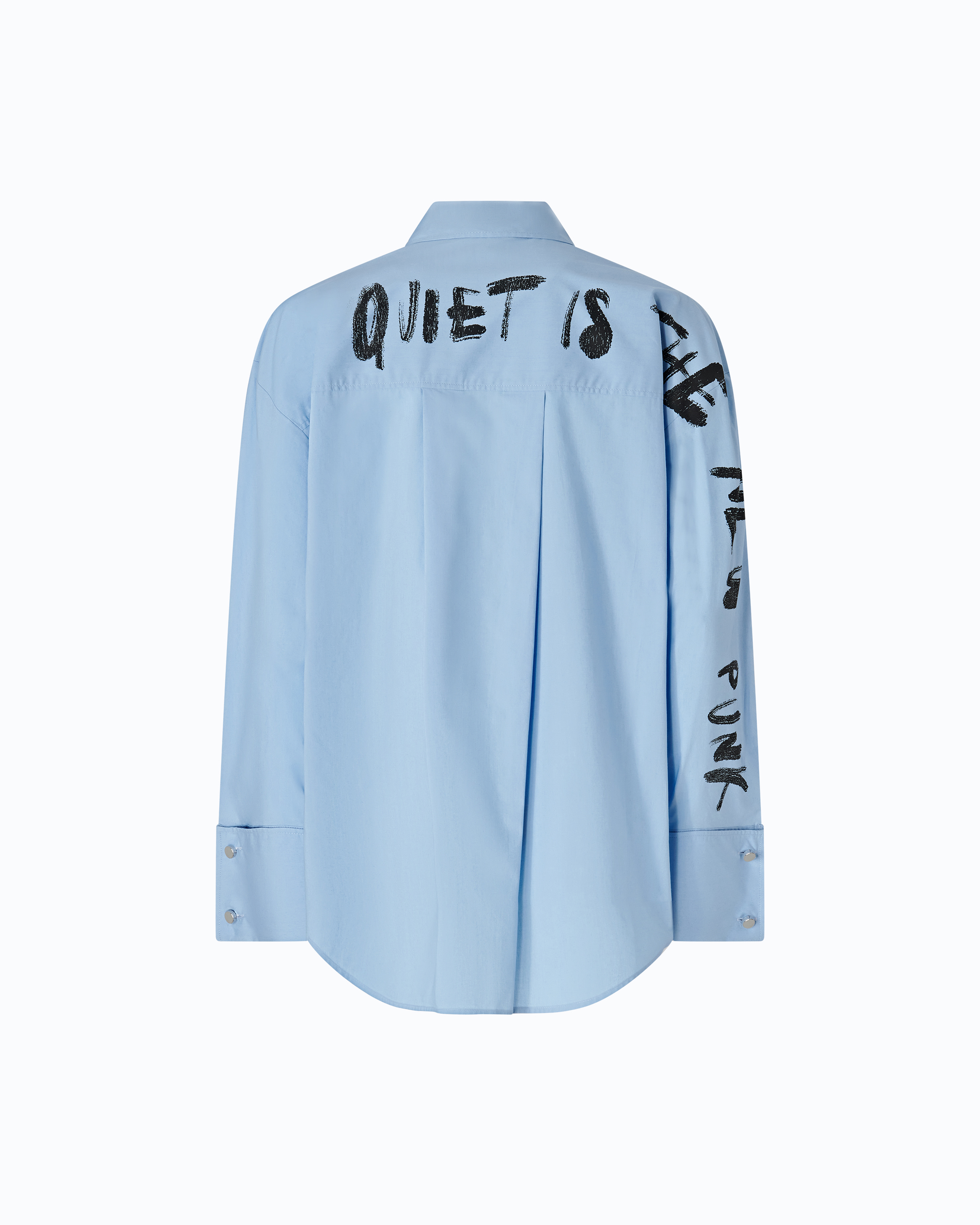 “Quiet Is the New Punk” Cotton Shirt PINKO Blue