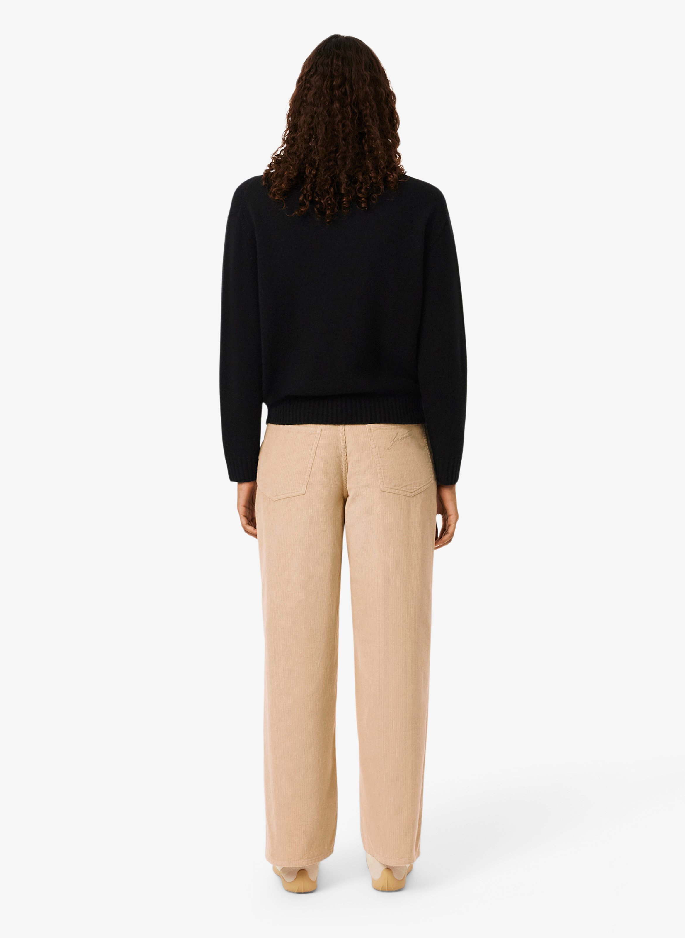 Pantalon droit velours côtelé en coton LACOSTE Beige
