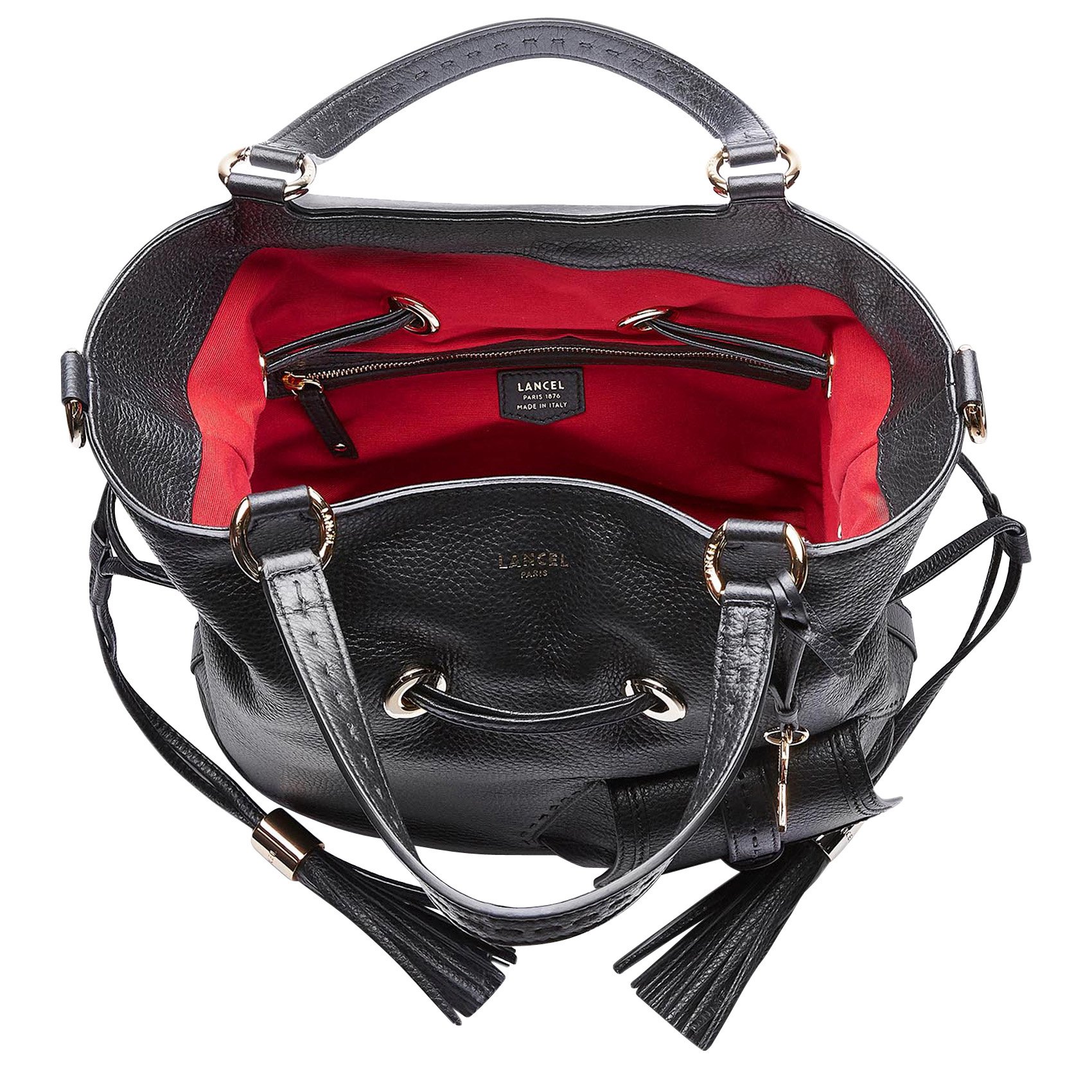 Bolso bombonera de piel granulada Noir Lancel Mujer Place des