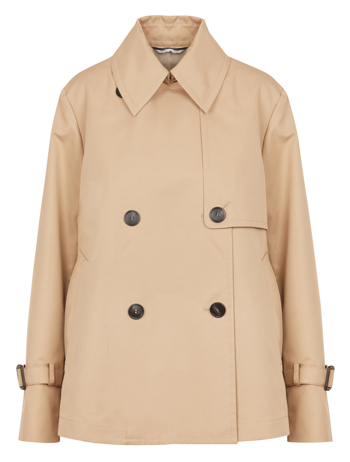 Kurzer Trenchcoat Aus Baumwoll-mix Mit Klassischem Kragen Beige  