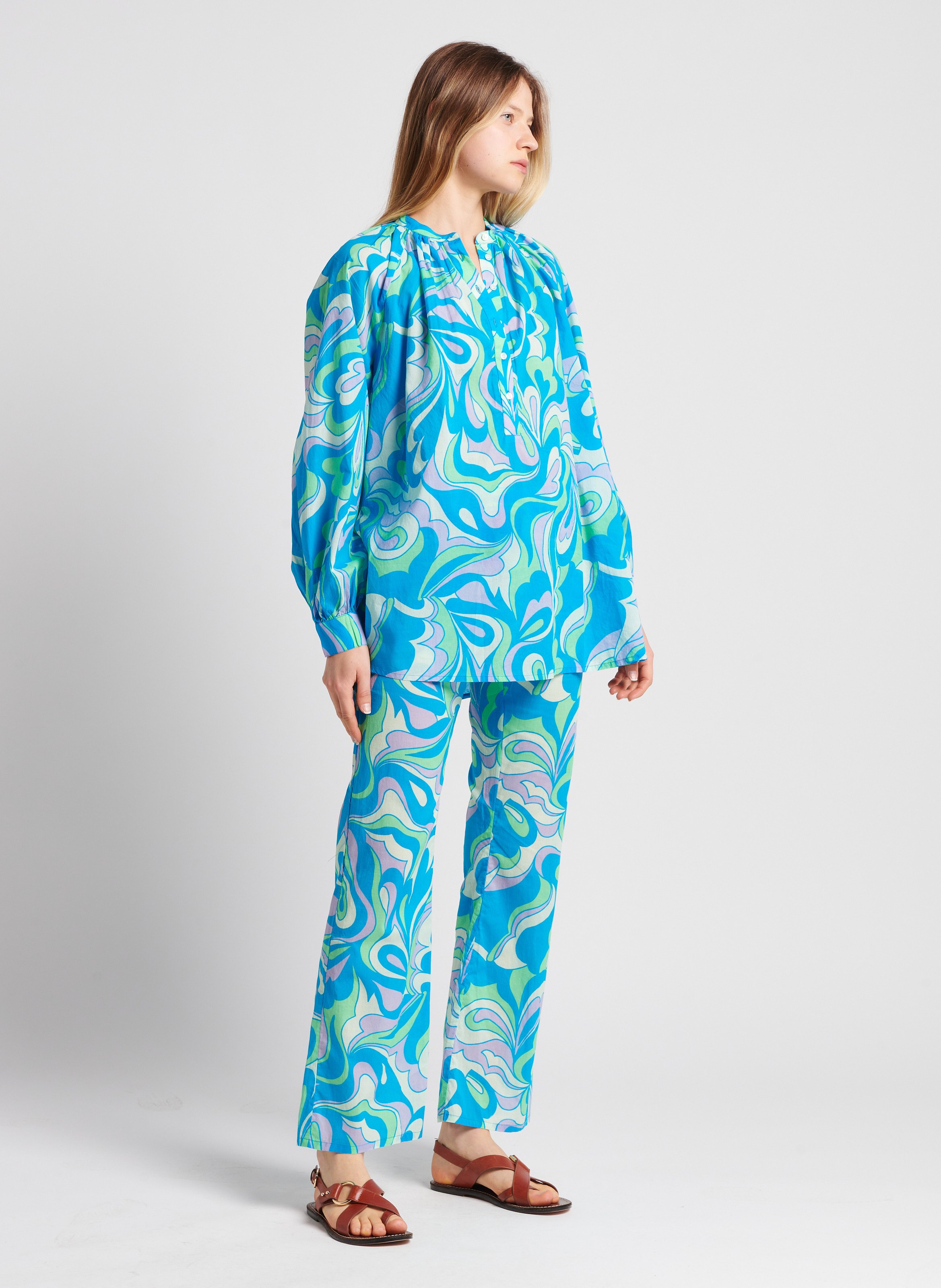 Straight-leg cotton pants V DE VINSTER Blue