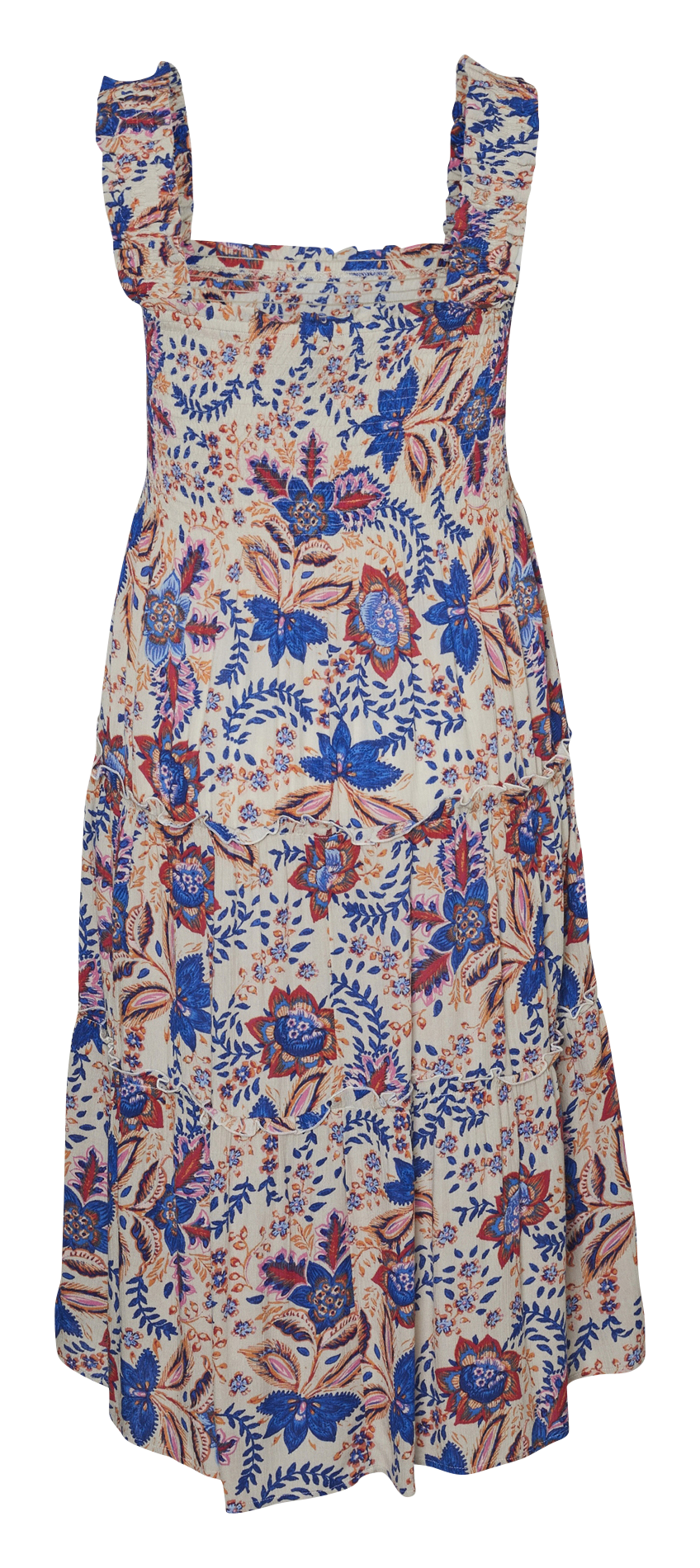 Robe midi smockée et imprimée VERO MODA CURVE Beige