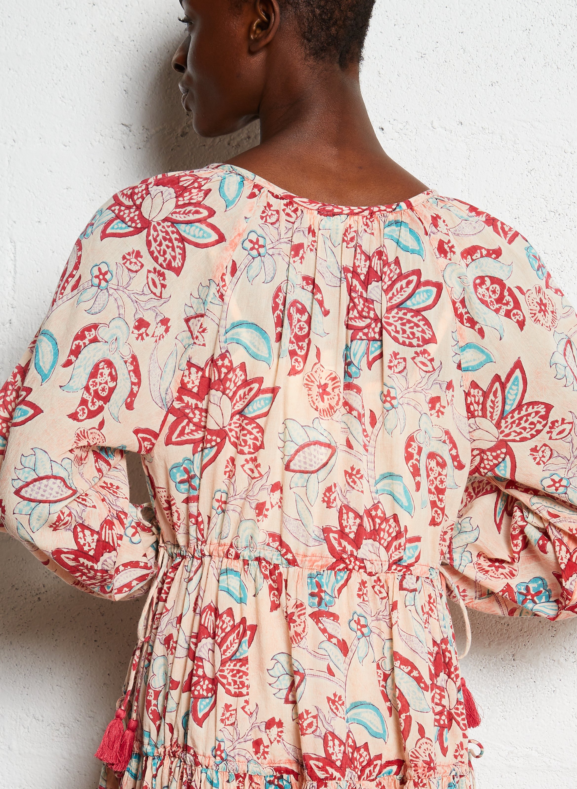 Robe ample imprimée en coton MAISON HOTEL Rose