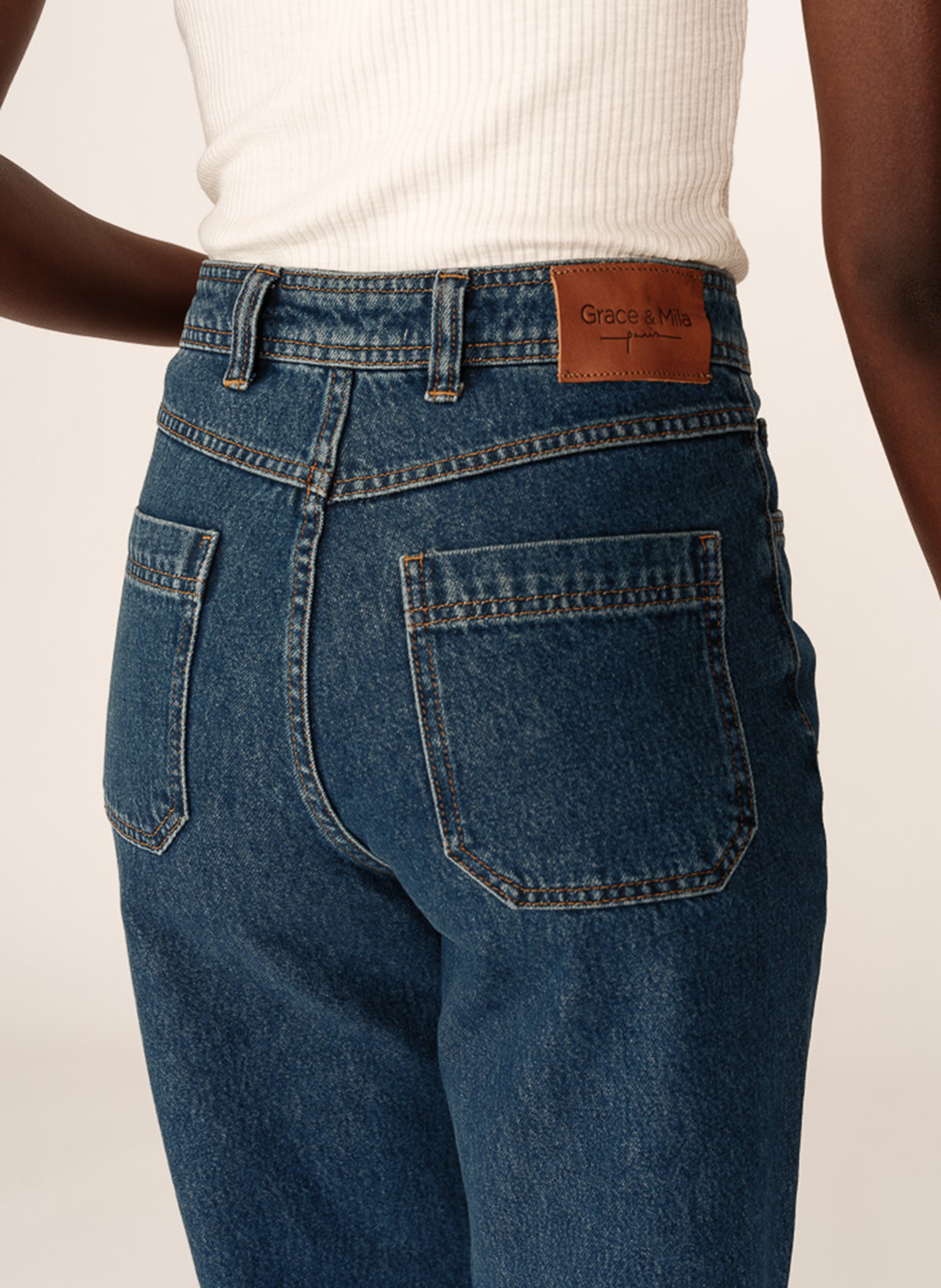 Wide leg cotton jeans GRACE ET MILA Blue