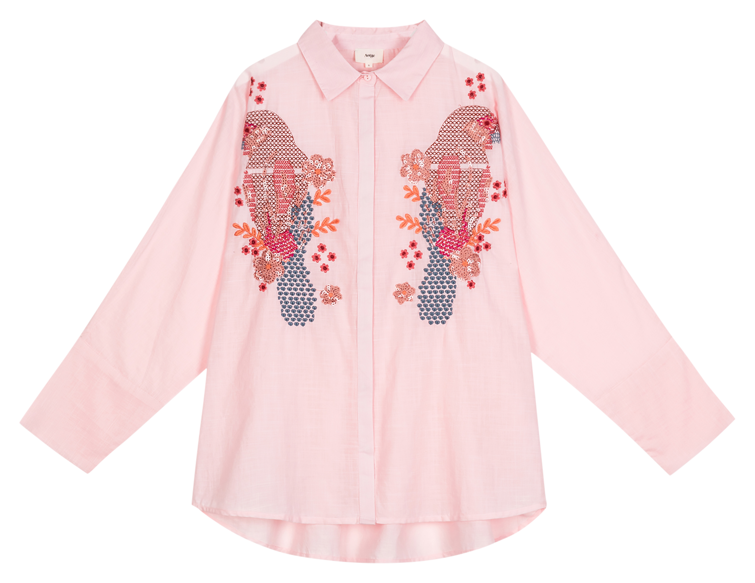 Oversized shirt with embroidery AN'GE Pink