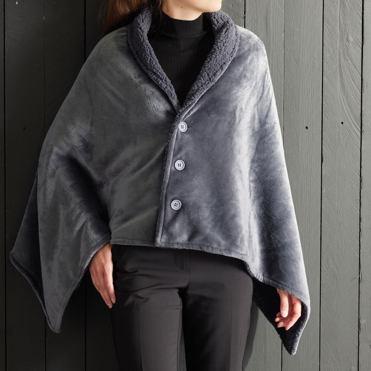 Plaid Poncho Cocoon TODAY LINGE DE MAISON Grey