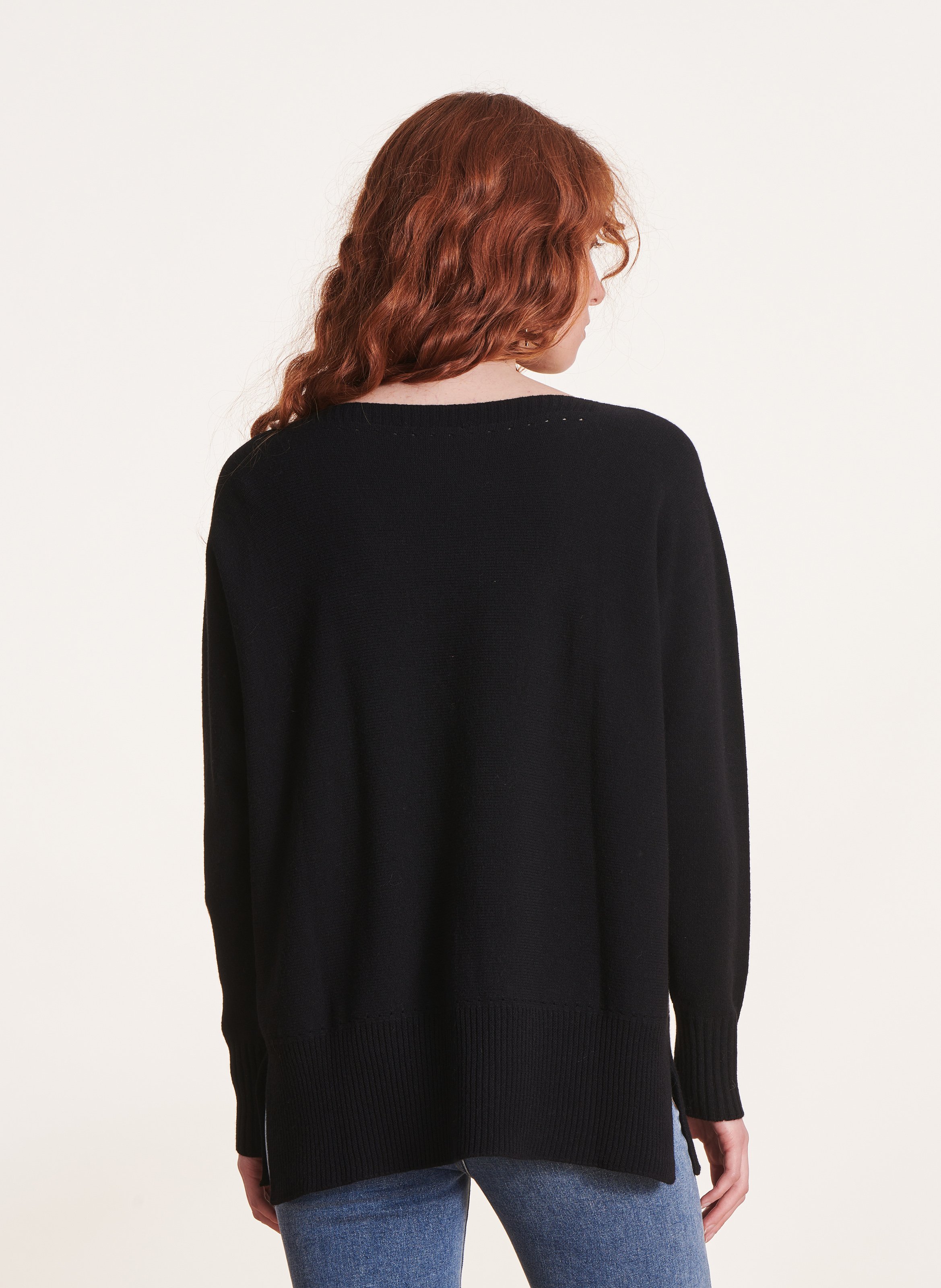 Loose-fit knit sweater with boat neck LA FEE MARABOUTEE Black